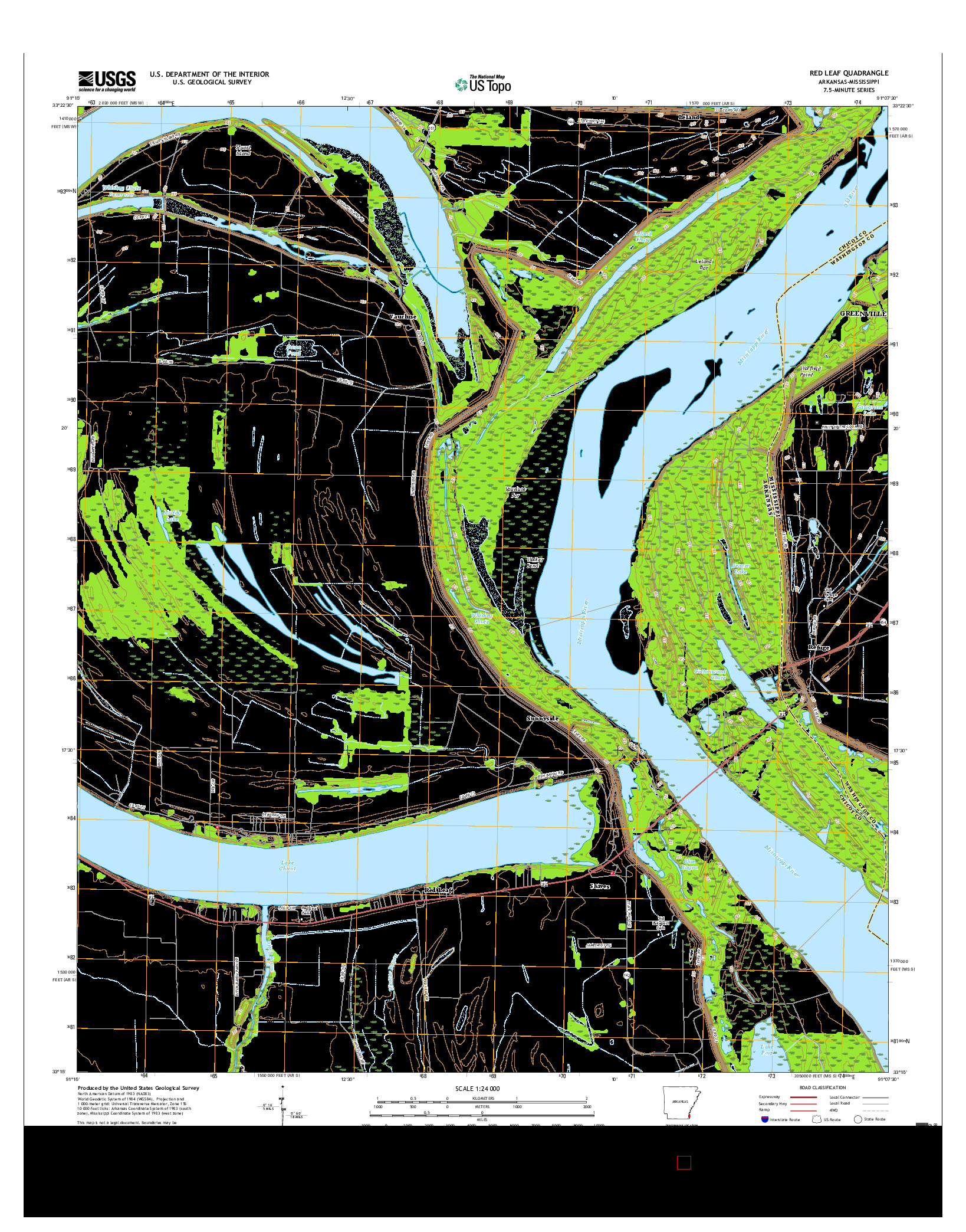 USGS US TOPO 7.5-MINUTE MAP FOR RED LEAF, AR-MS 2017