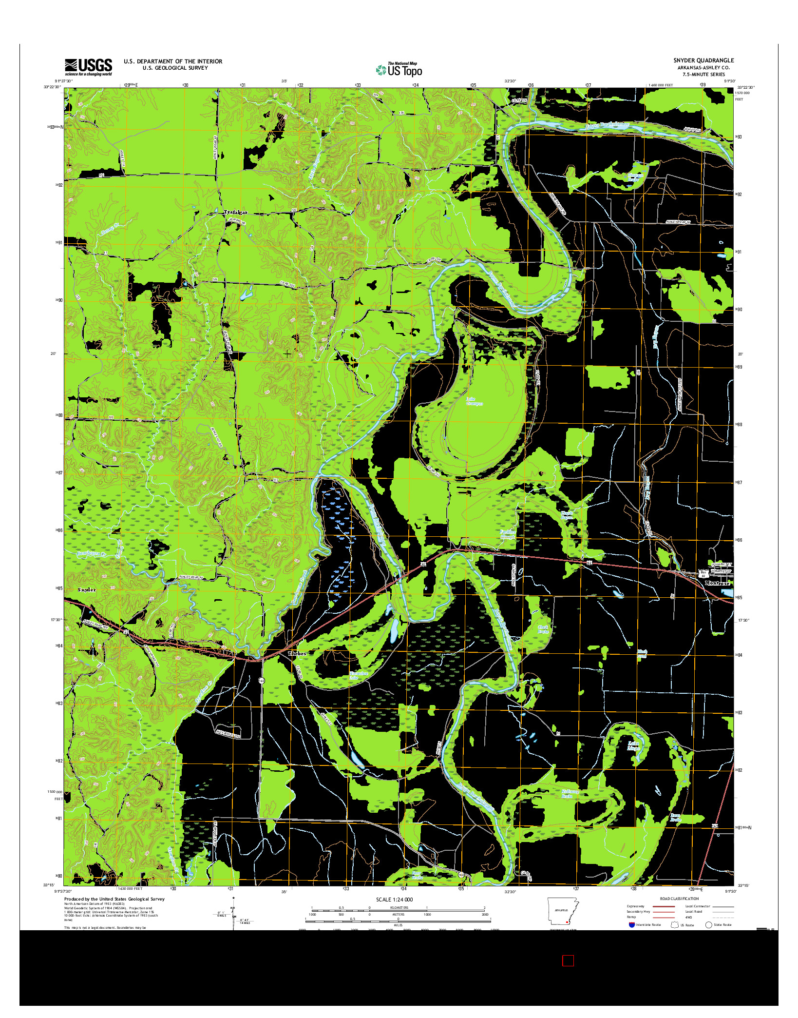 USGS US TOPO 7.5-MINUTE MAP FOR SNYDER, AR 2017