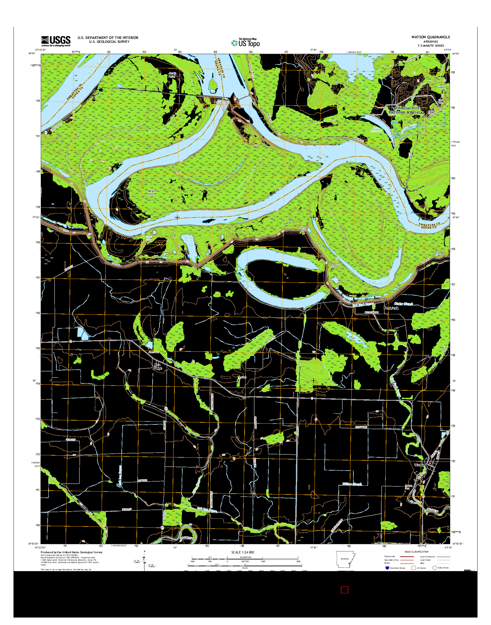 USGS US TOPO 7.5-MINUTE MAP FOR WATSON, AR 2017