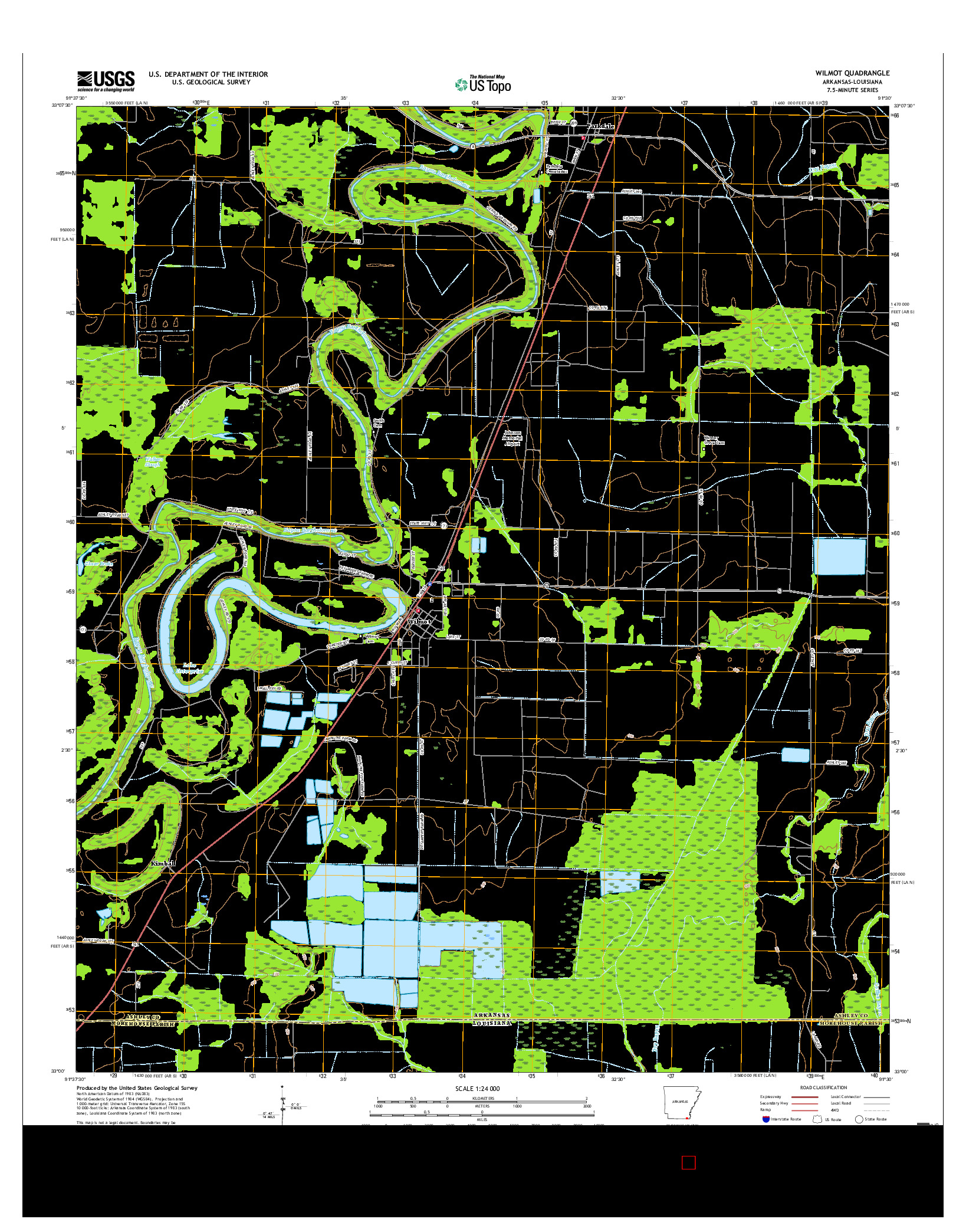 USGS US TOPO 7.5-MINUTE MAP FOR WILMOT, AR-LA 2017