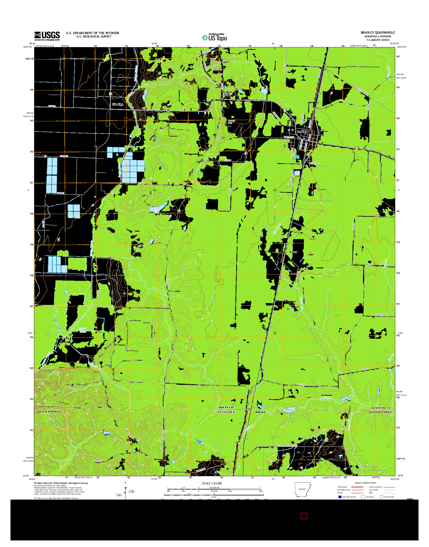 USGS US TOPO 7.5-MINUTE MAP FOR BRADLEY, AR-LA 2017