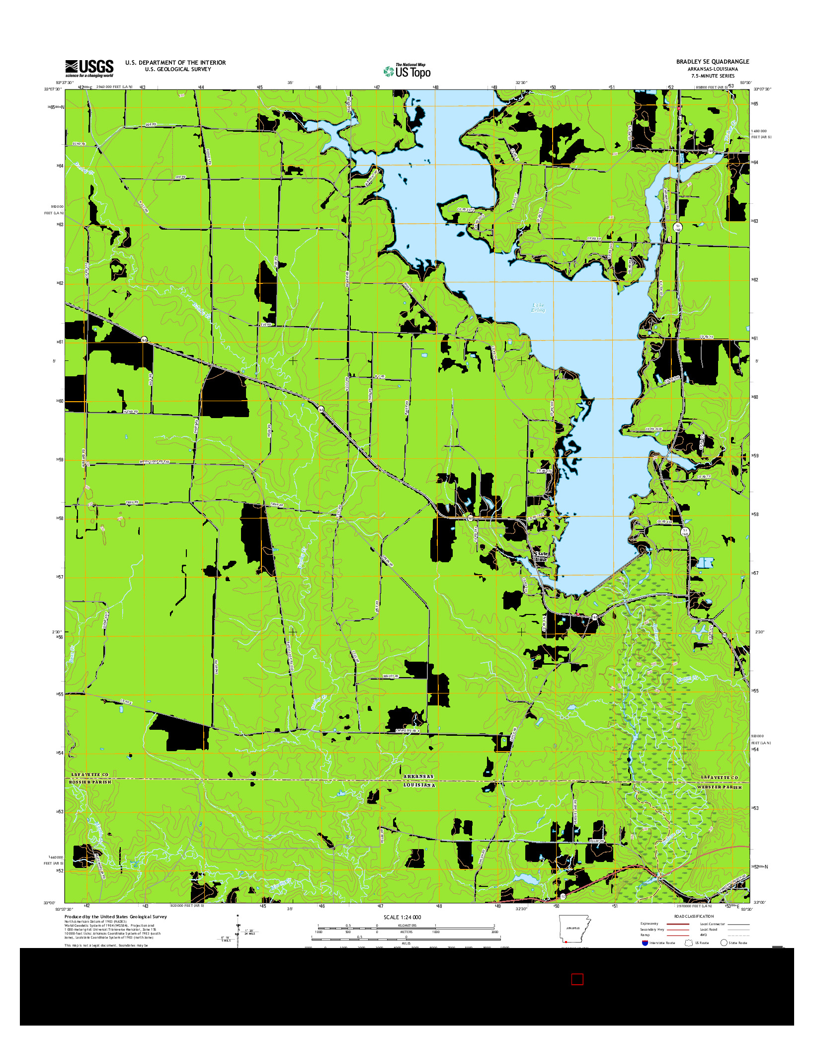 USGS US TOPO 7.5-MINUTE MAP FOR BRADLEY SE, AR-LA 2017