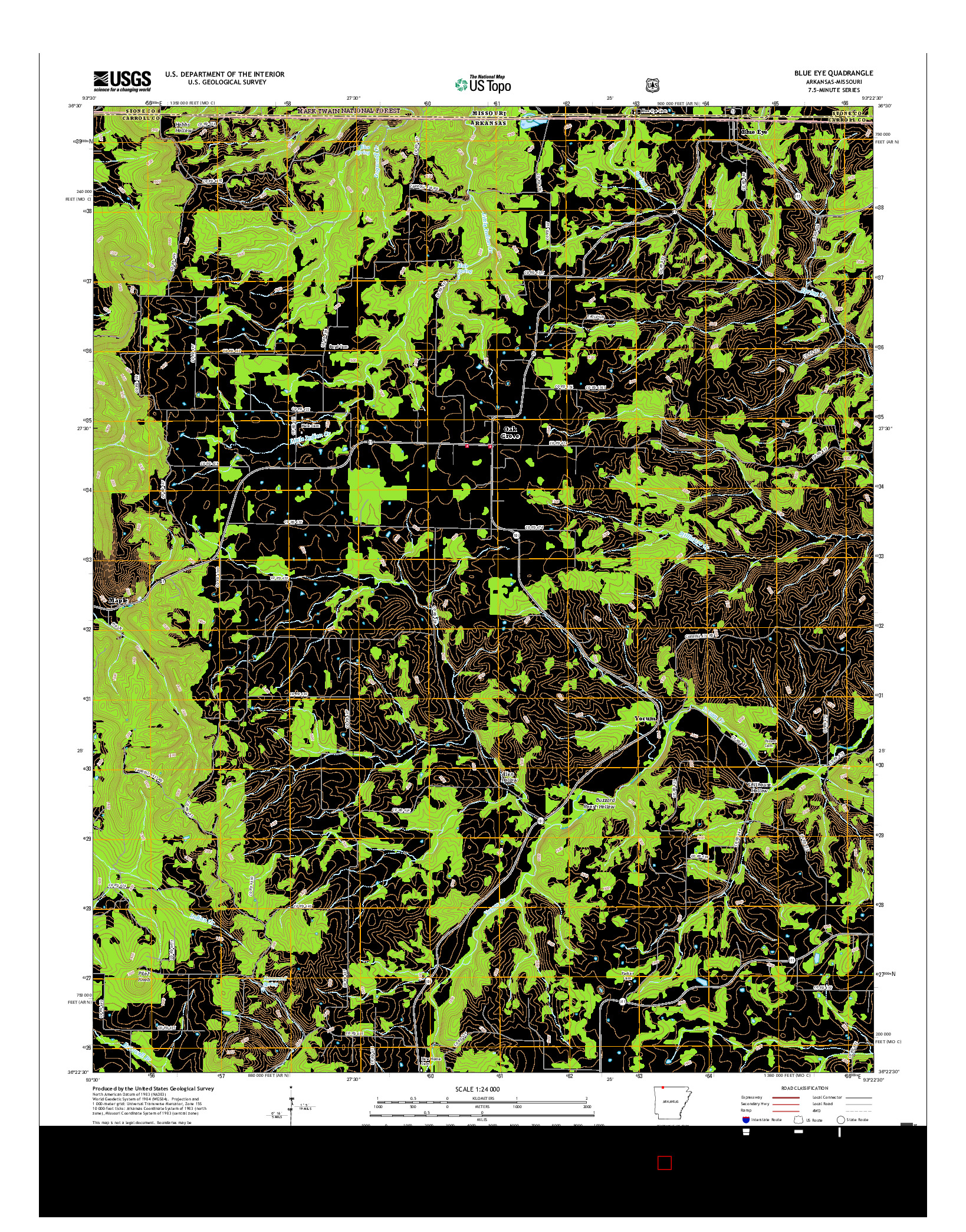 USGS US TOPO 7.5-MINUTE MAP FOR BLUE EYE, AR-MO 2017