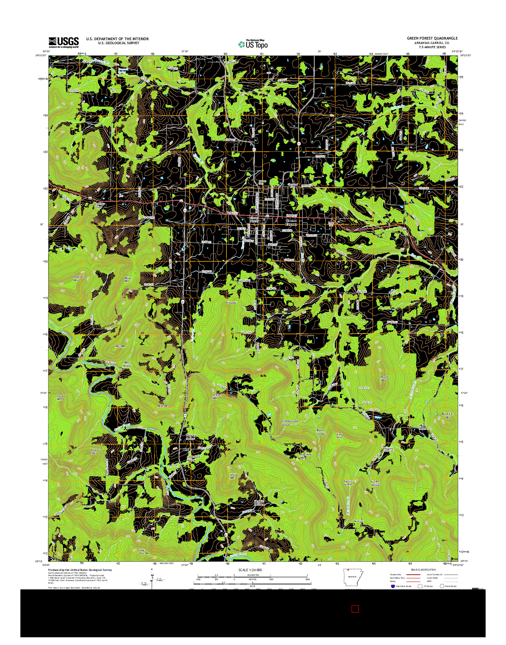 USGS US TOPO 7.5-MINUTE MAP FOR GREEN FOREST, AR 2017
