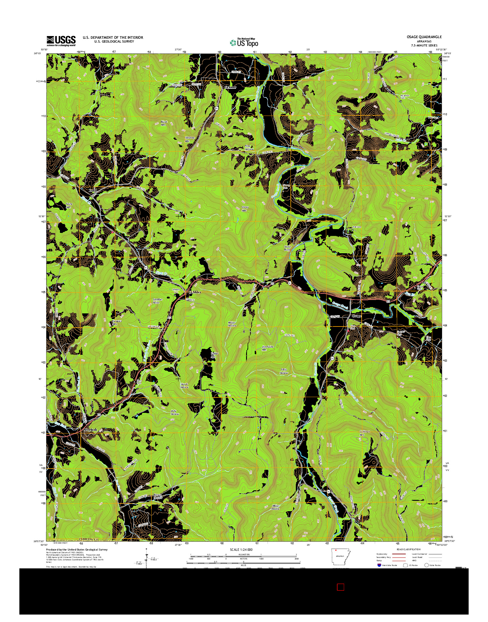 USGS US TOPO 7.5-MINUTE MAP FOR OSAGE, AR 2017