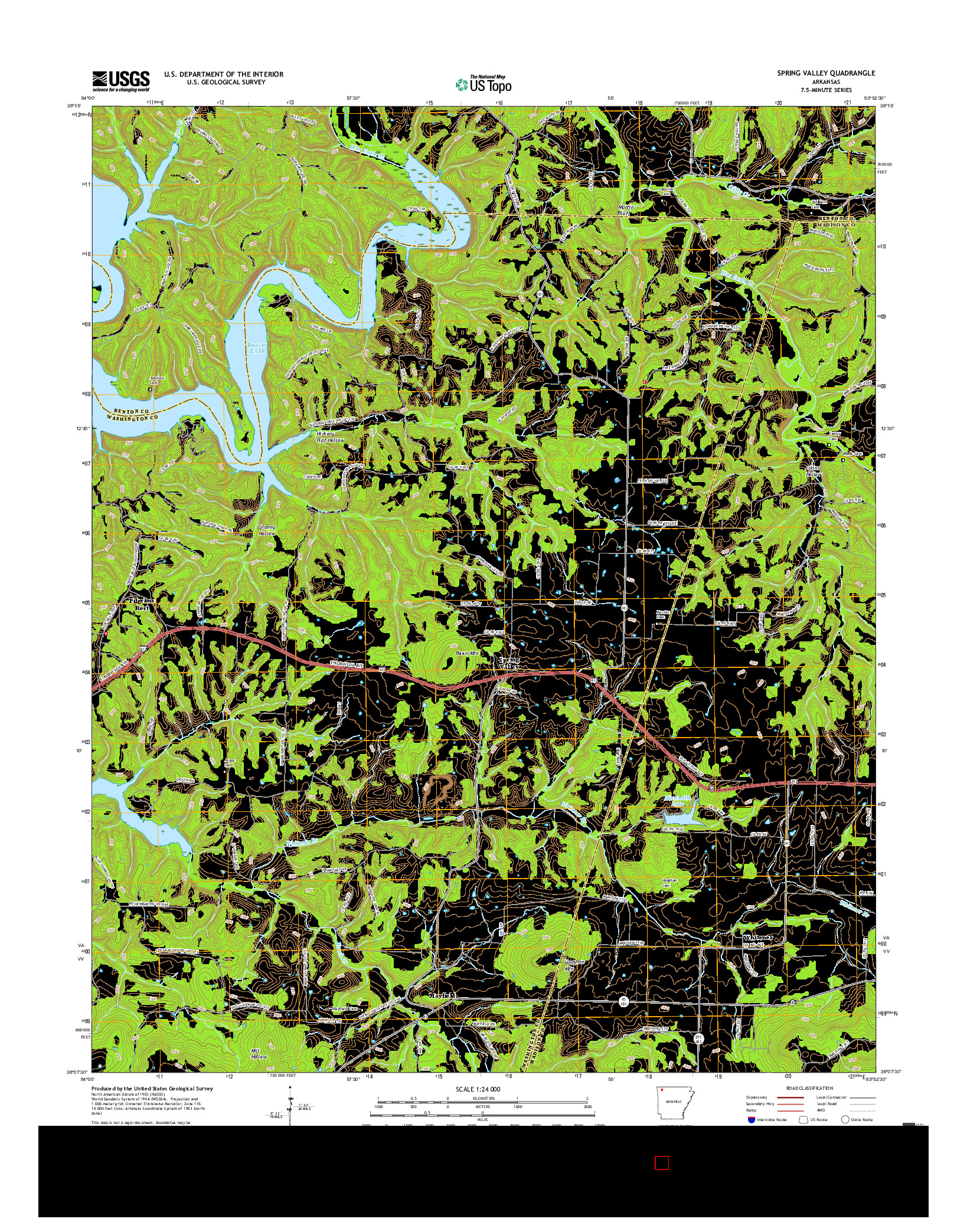 USGS US TOPO 7.5-MINUTE MAP FOR SPRING VALLEY, AR 2017