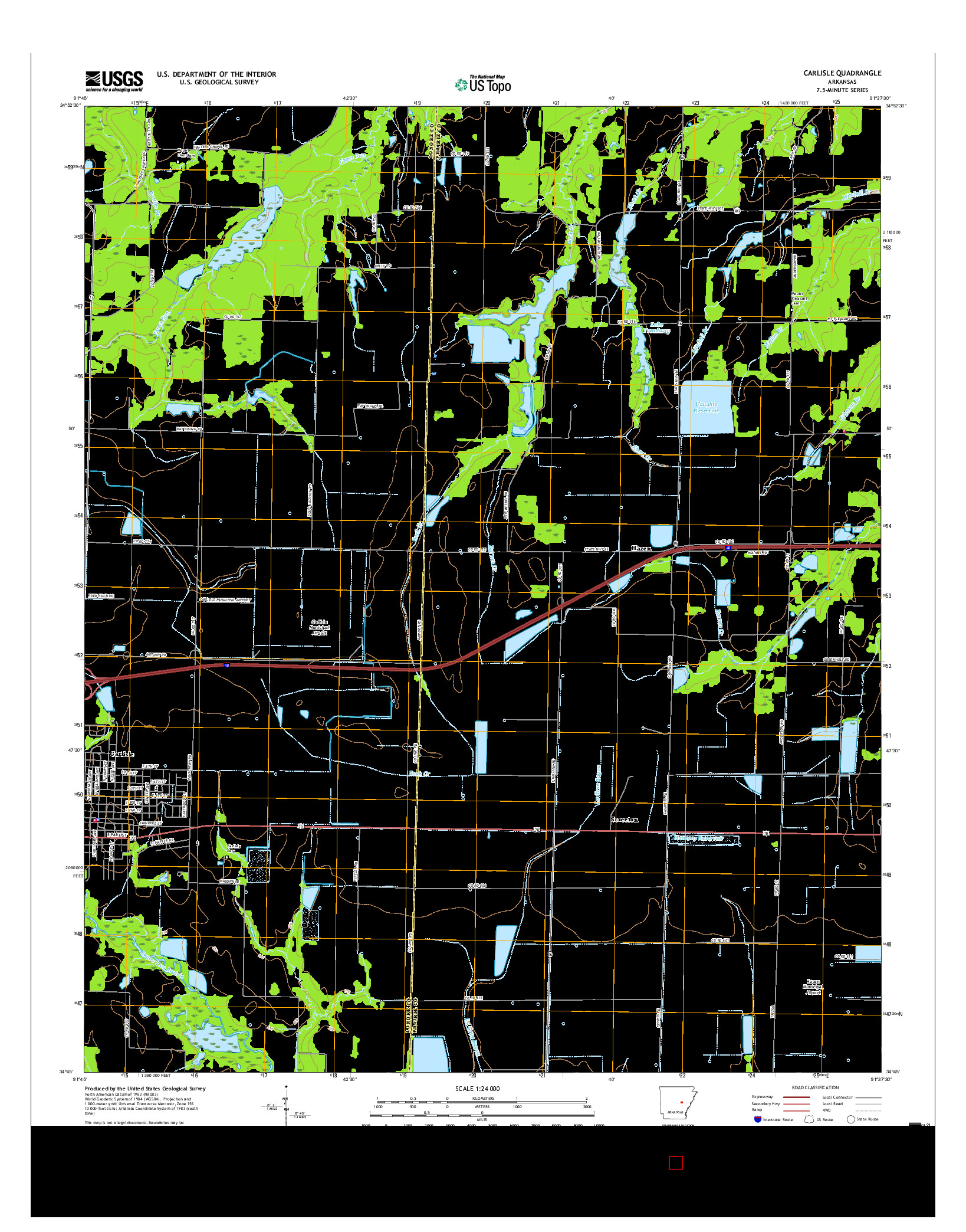 USGS US TOPO 7.5-MINUTE MAP FOR CARLISLE, AR 2017