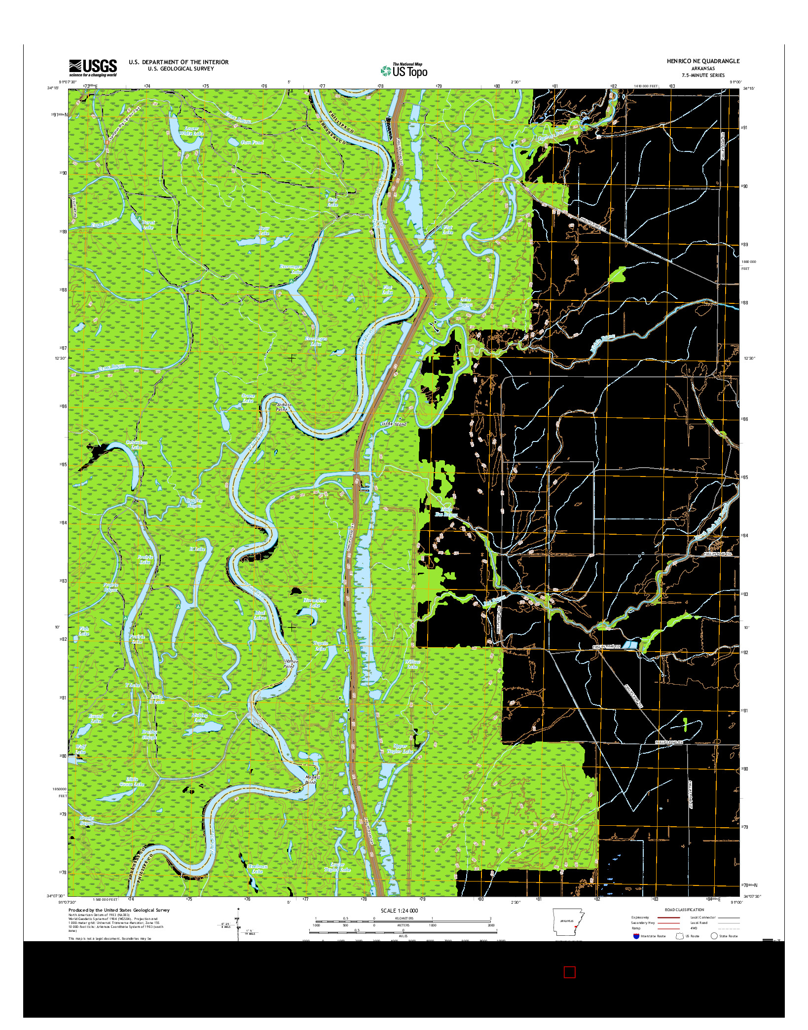 USGS US TOPO 7.5-MINUTE MAP FOR HENRICO NE, AR 2017