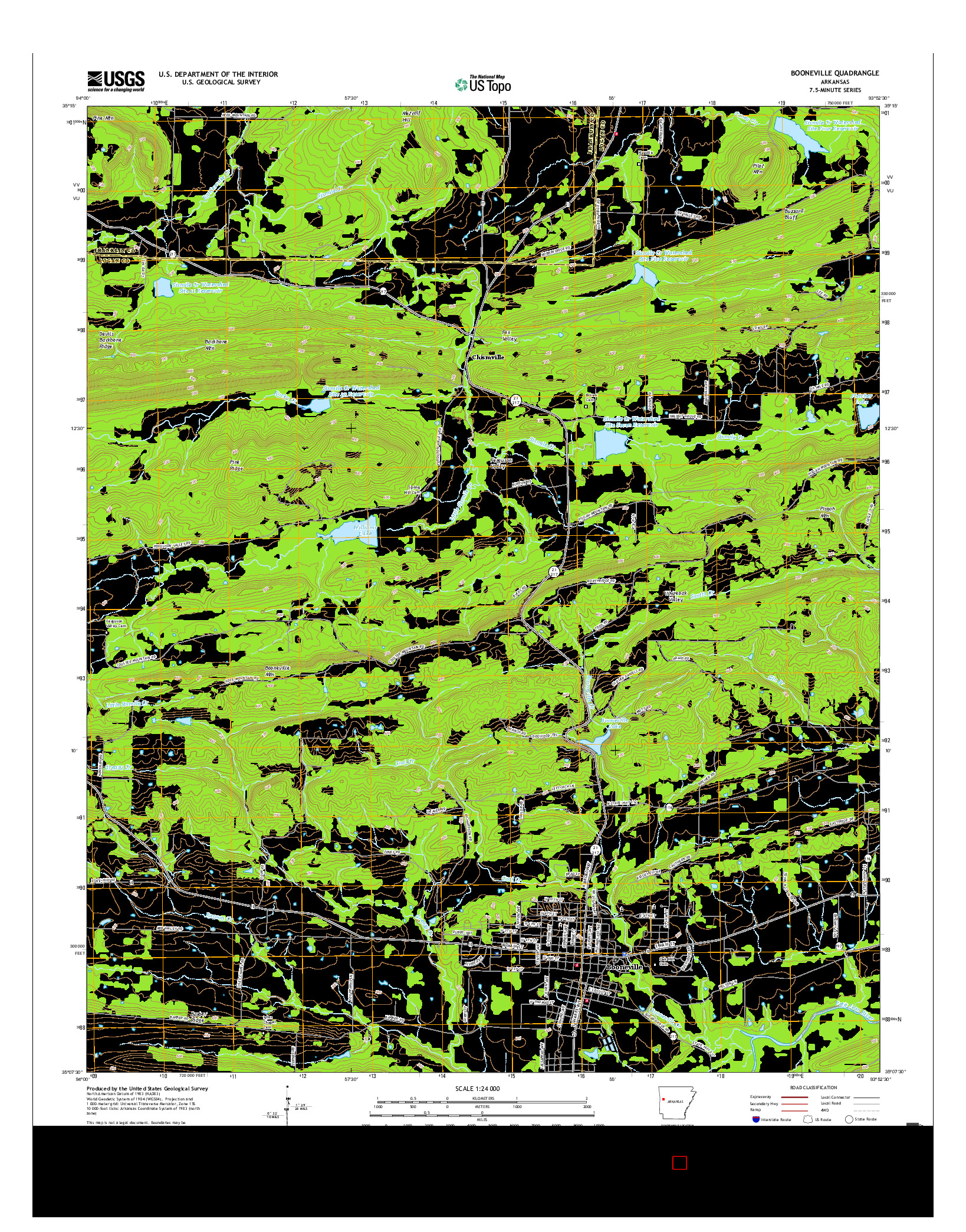 USGS US TOPO 7.5-MINUTE MAP FOR BOONEVILLE, AR 2017