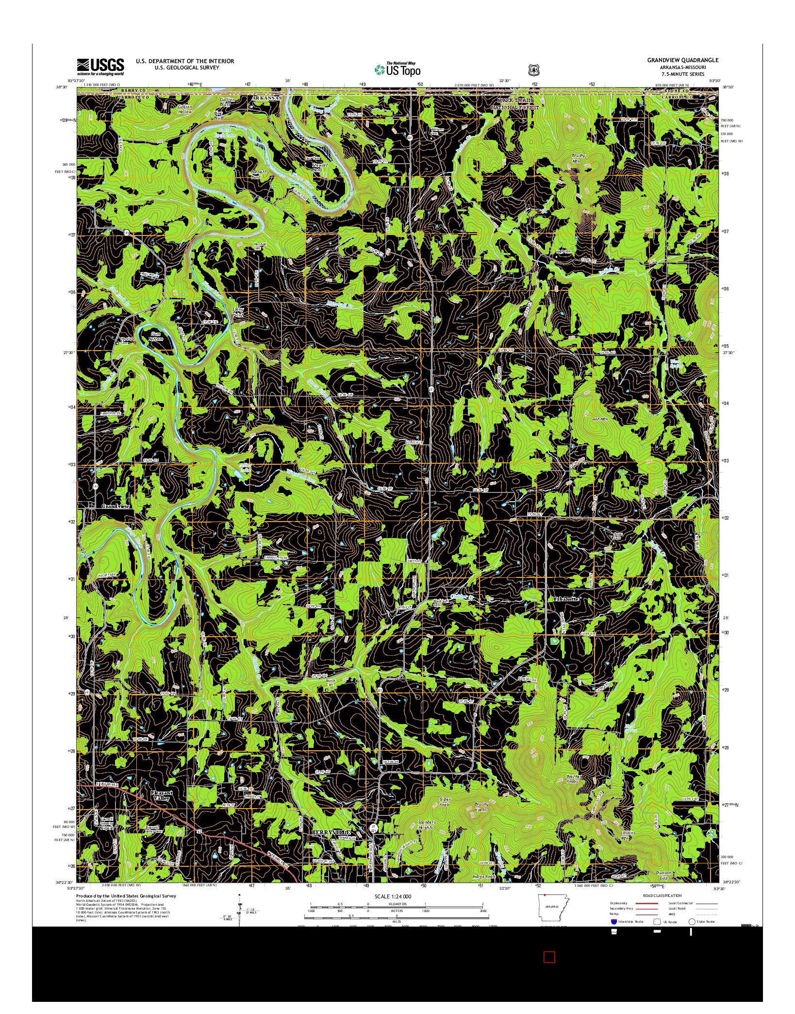 USGS US TOPO 7.5-MINUTE MAP FOR GRANDVIEW, AR-MO 2017