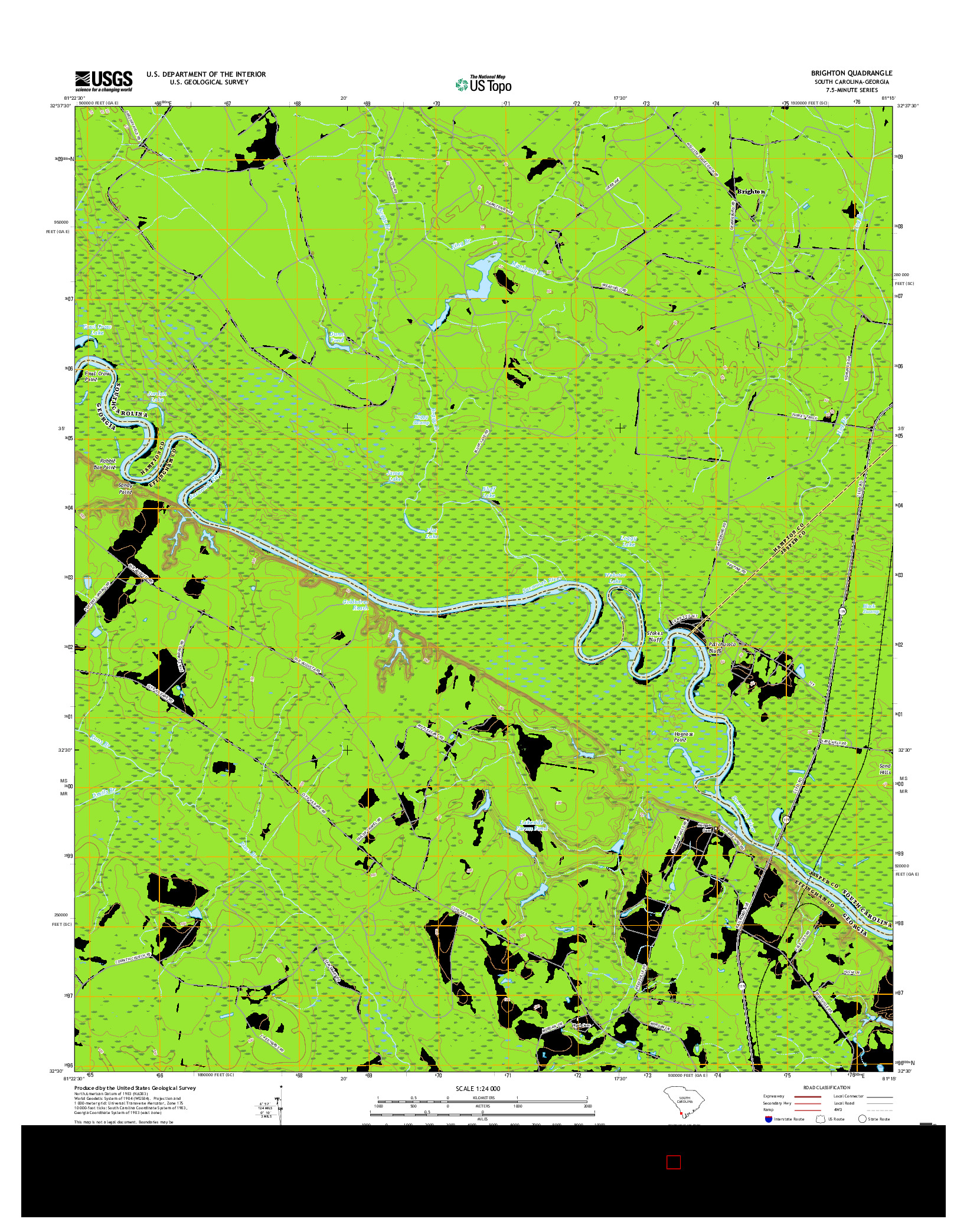 USGS US TOPO 7.5-MINUTE MAP FOR BRIGHTON, SC-GA 2017