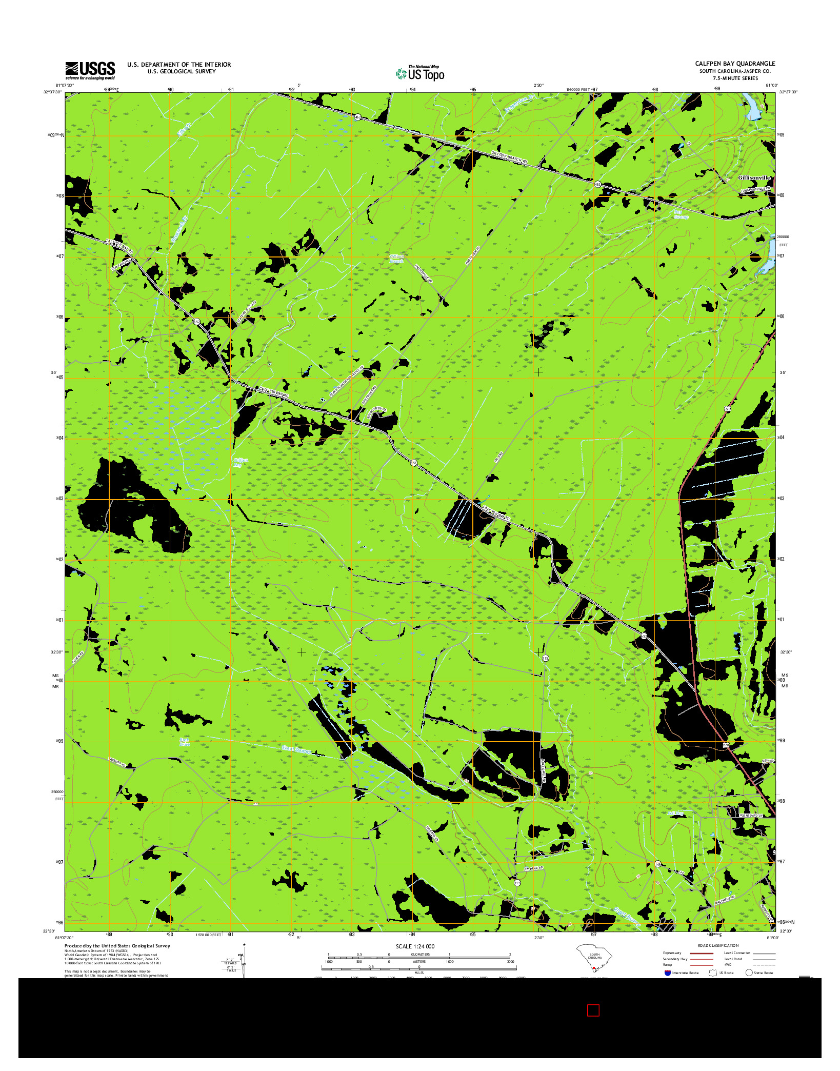 USGS US TOPO 7.5-MINUTE MAP FOR CALFPEN BAY, SC 2017