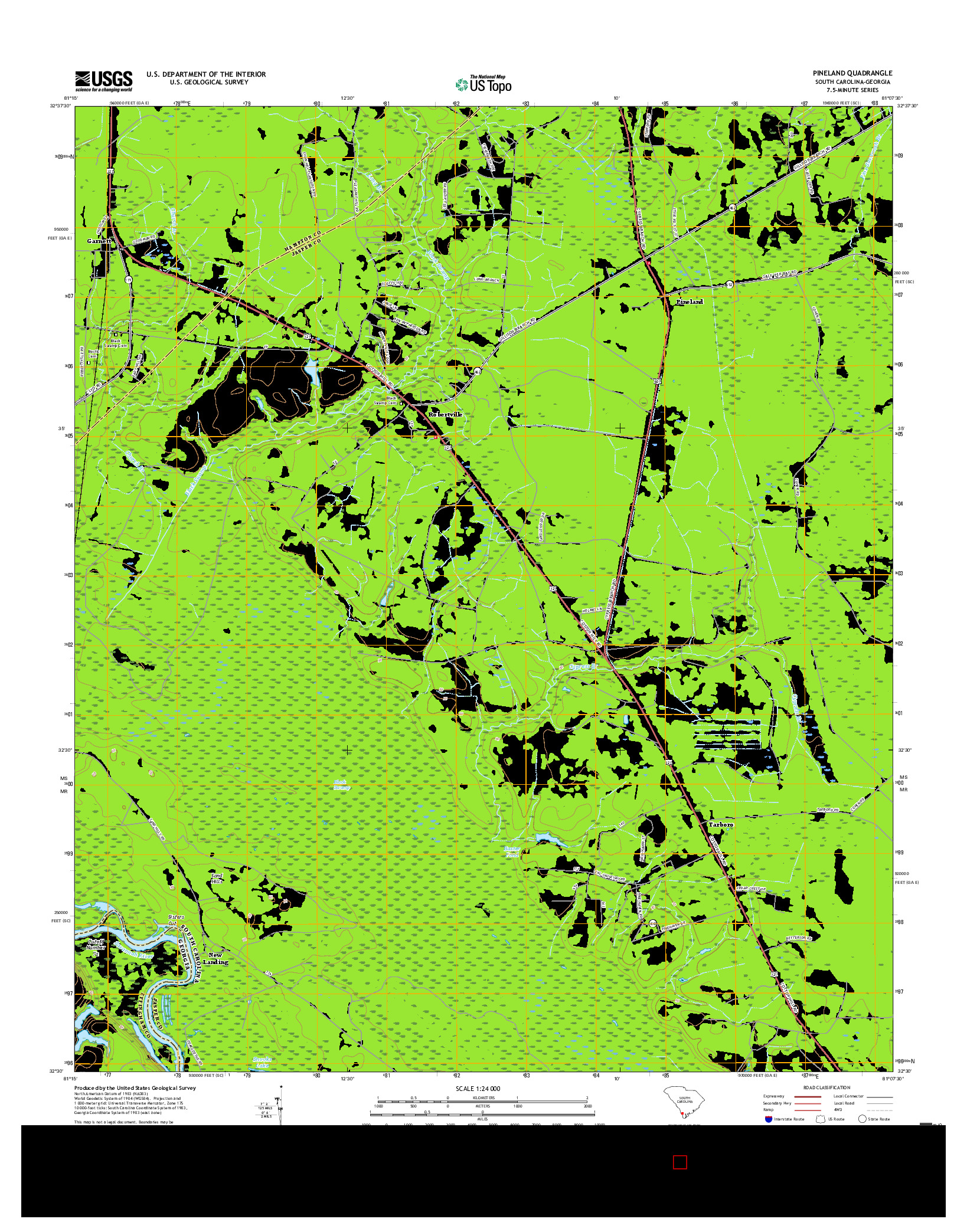 USGS US TOPO 7.5-MINUTE MAP FOR PINELAND, SC-GA 2017