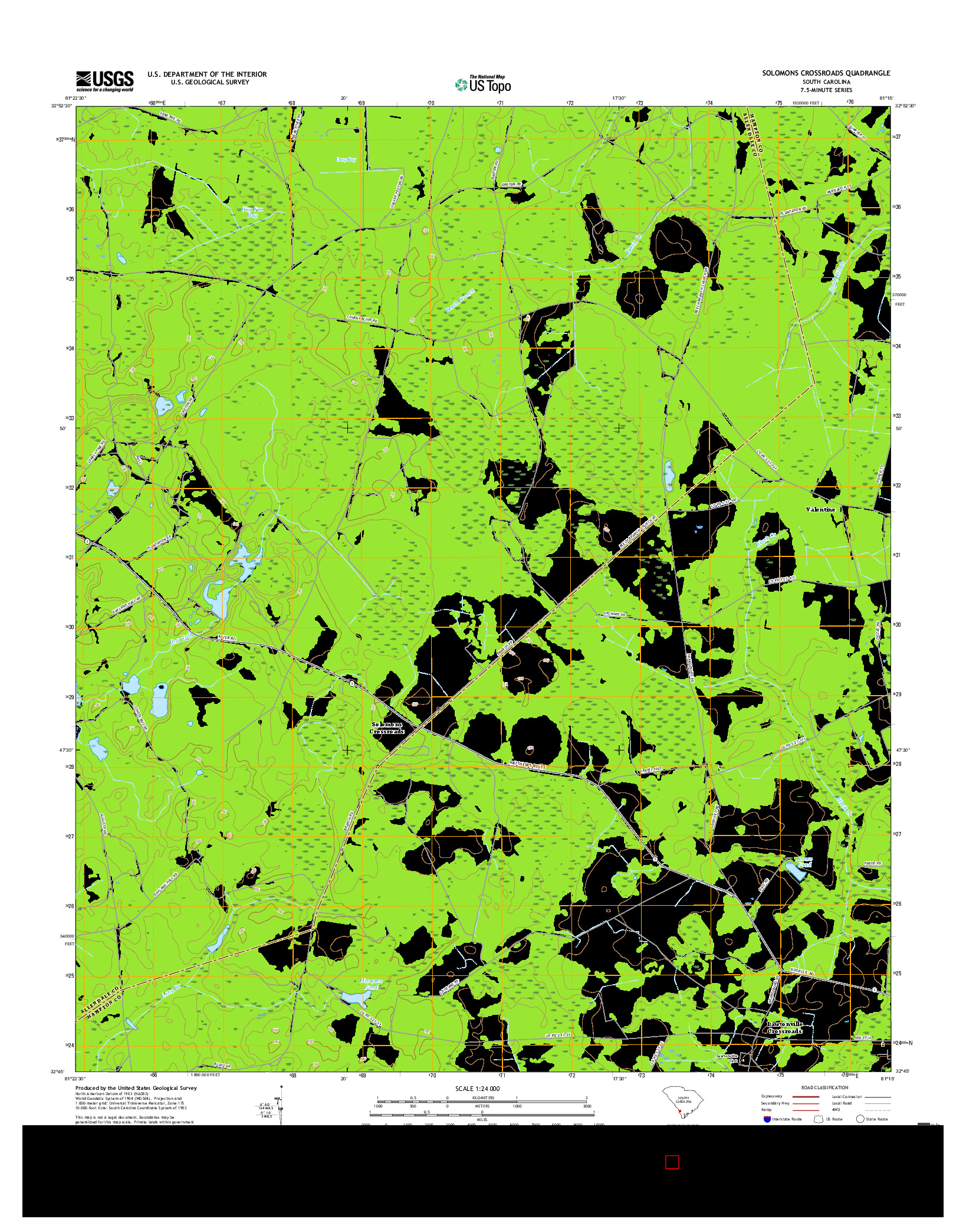 USGS US TOPO 7.5-MINUTE MAP FOR SOLOMONS CROSSROADS, SC 2017