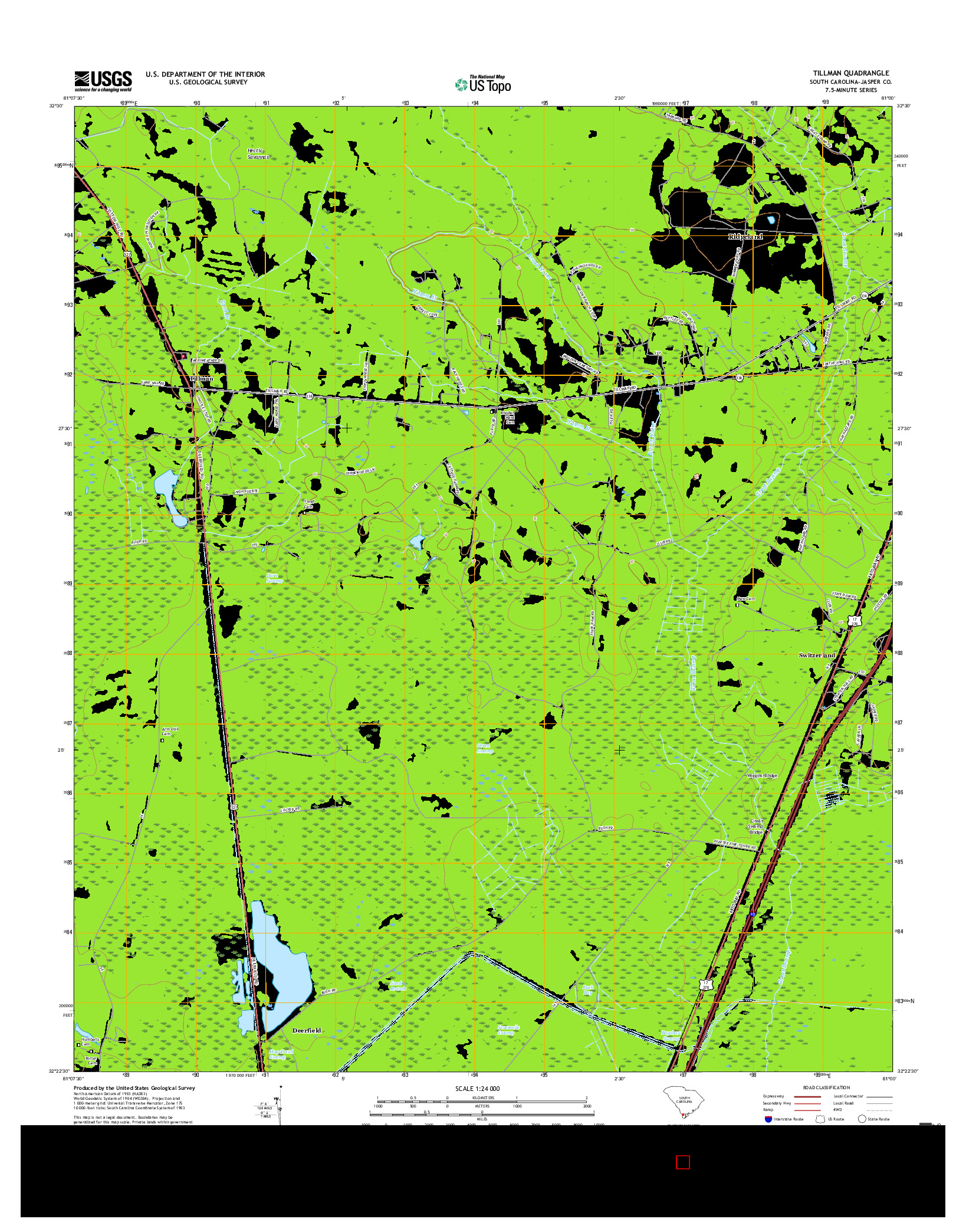 USGS US TOPO 7.5-MINUTE MAP FOR TILLMAN, SC 2017