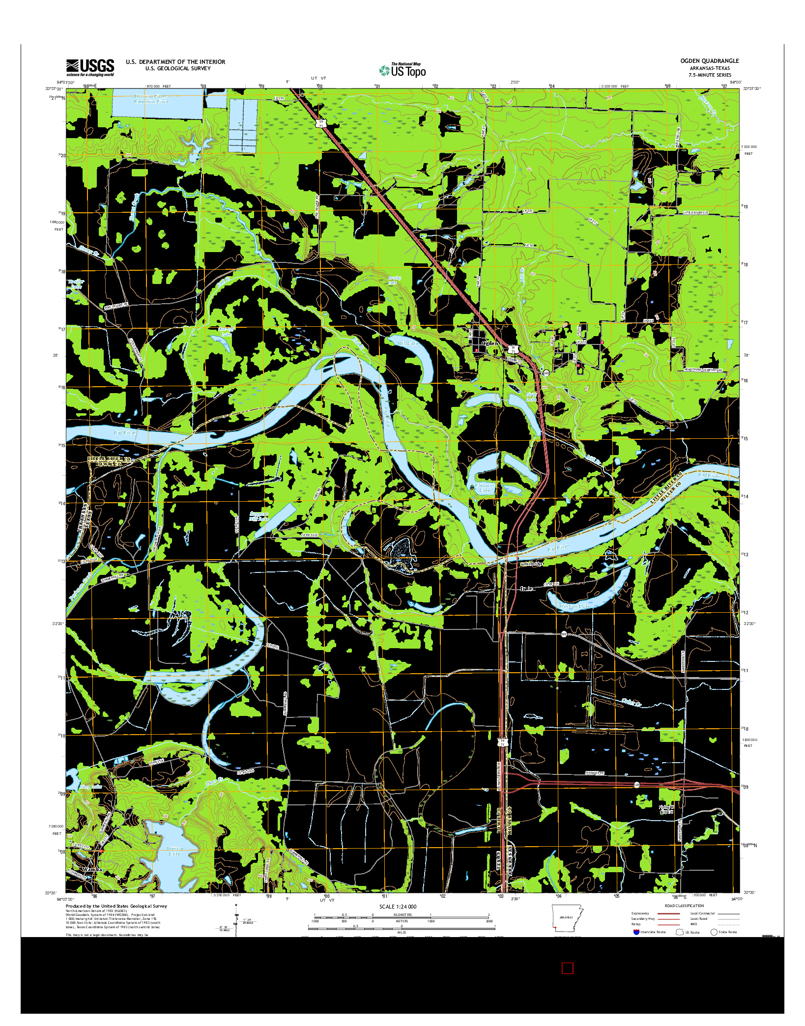 USGS US TOPO 7.5-MINUTE MAP FOR OGDEN, AR-TX 2017