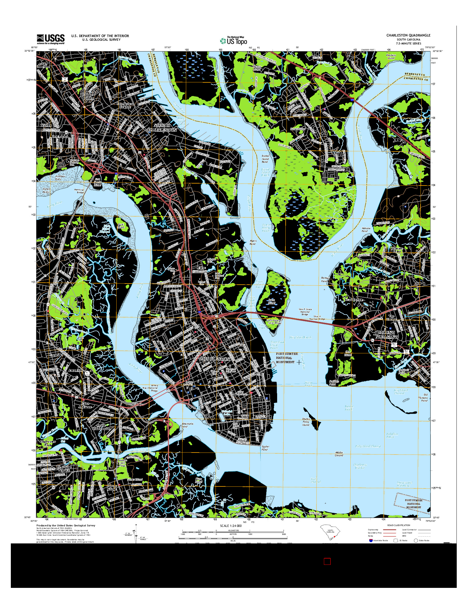 USGS US TOPO 7.5-MINUTE MAP FOR CHARLESTON, SC 2017