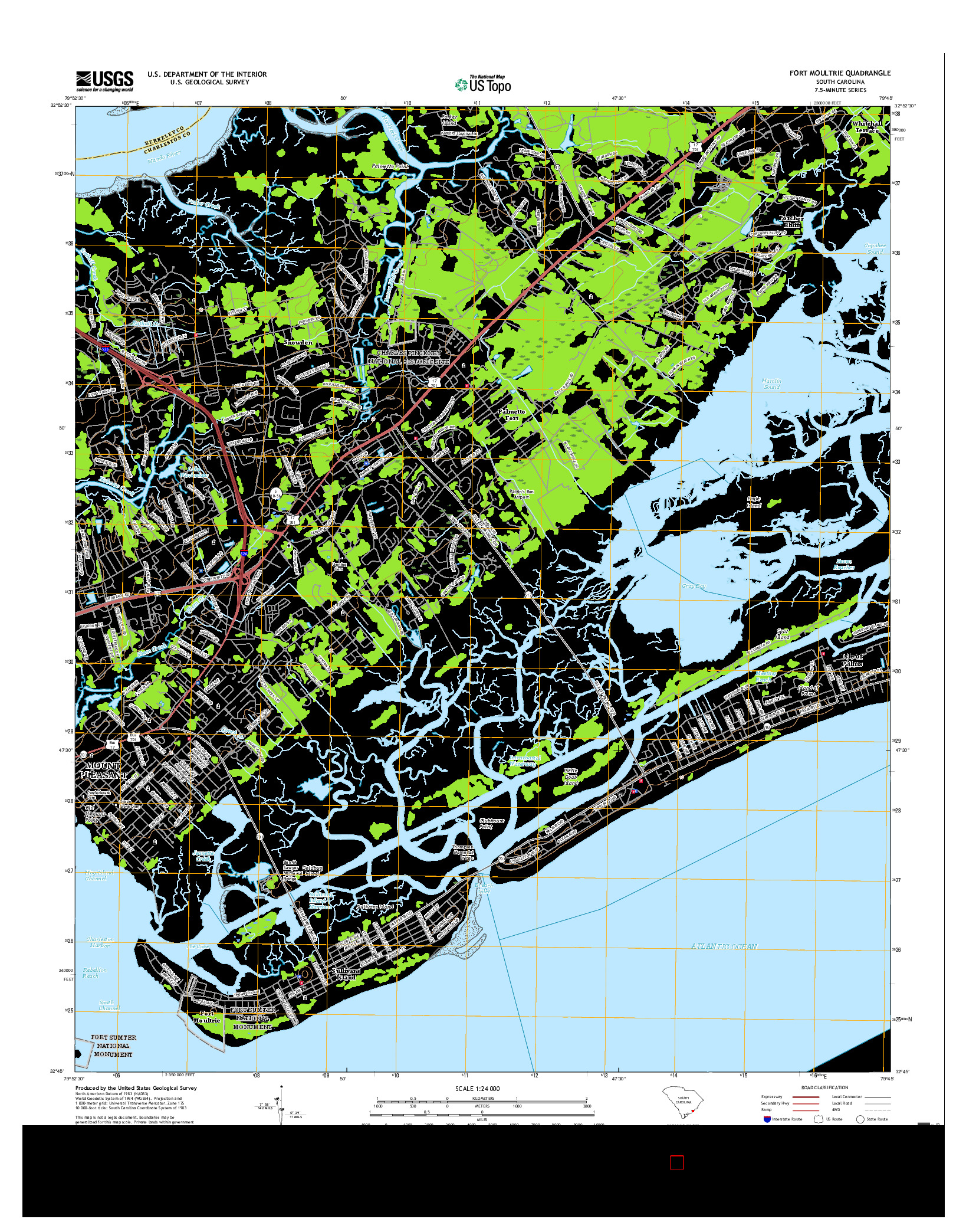 USGS US TOPO 7.5-MINUTE MAP FOR FORT MOULTRIE, SC 2017