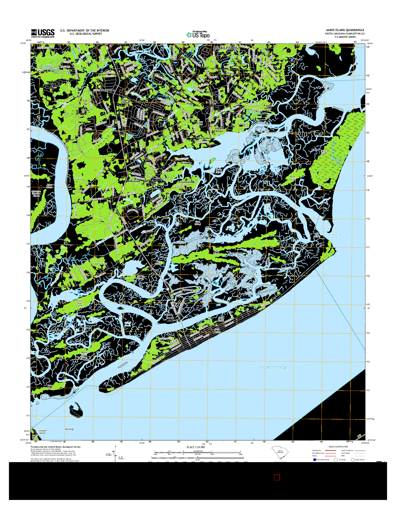 USGS US TOPO 7.5-MINUTE MAP FOR JAMES ISLAND, SC 2017