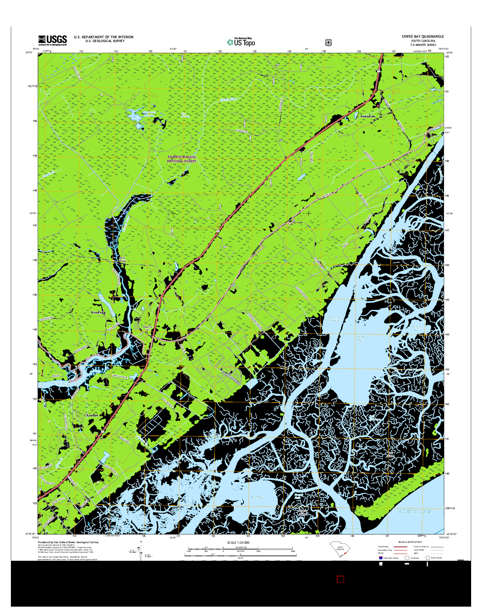 USGS US TOPO 7.5-MINUTE MAP FOR SEWEE BAY, SC 2017