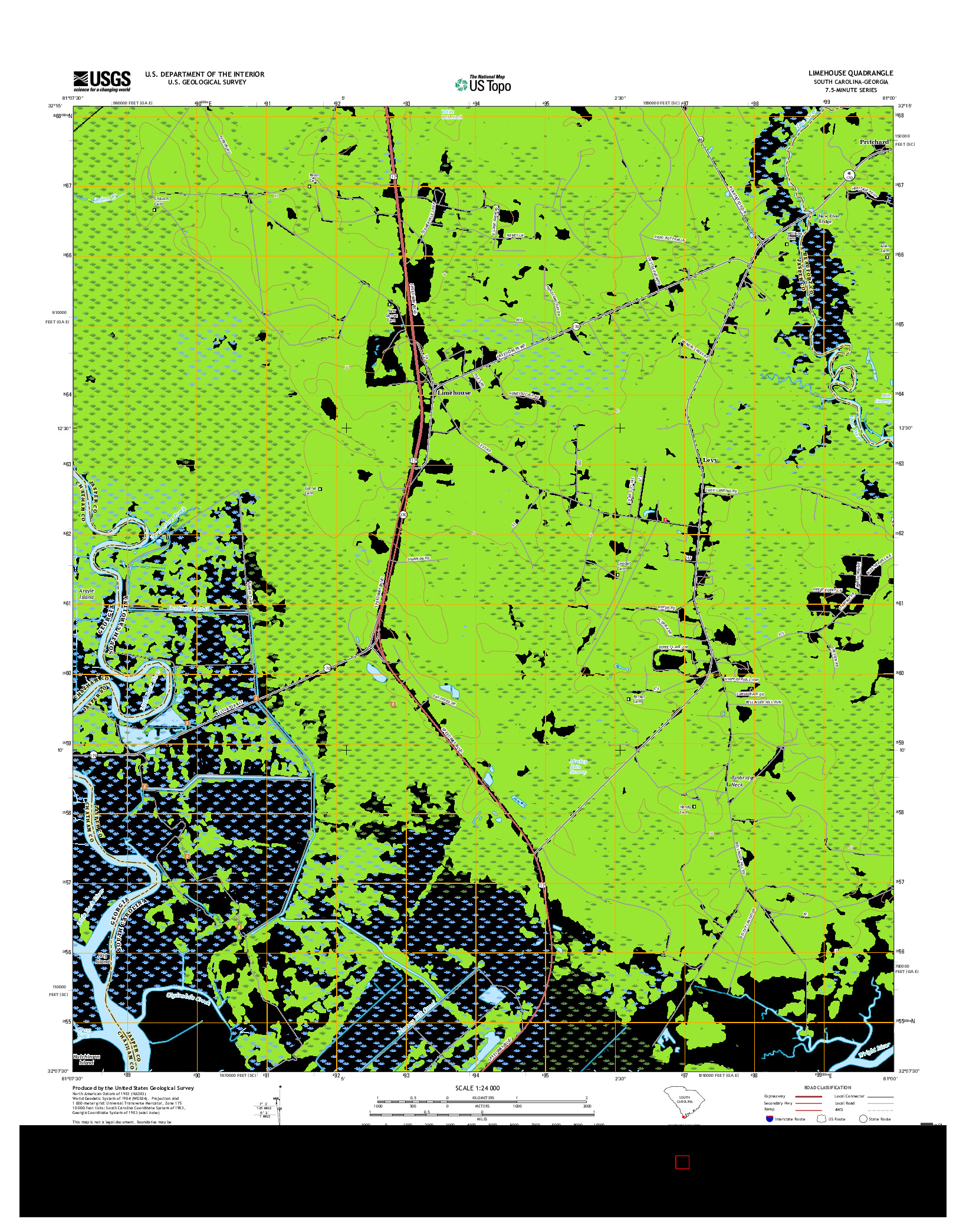 USGS US TOPO 7.5-MINUTE MAP FOR LIMEHOUSE, SC-GA 2017