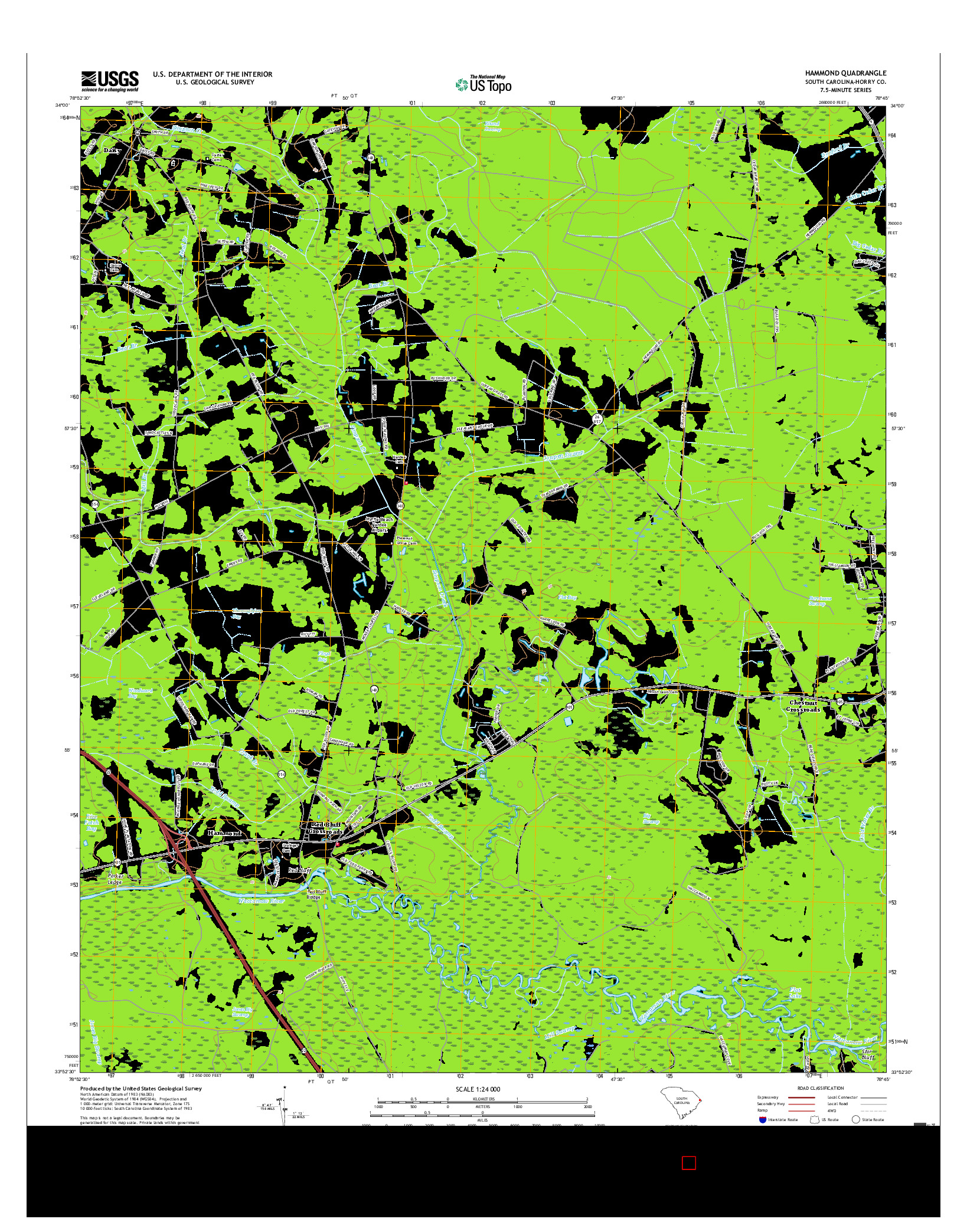 USGS US TOPO 7.5-MINUTE MAP FOR HAMMOND, SC 2017