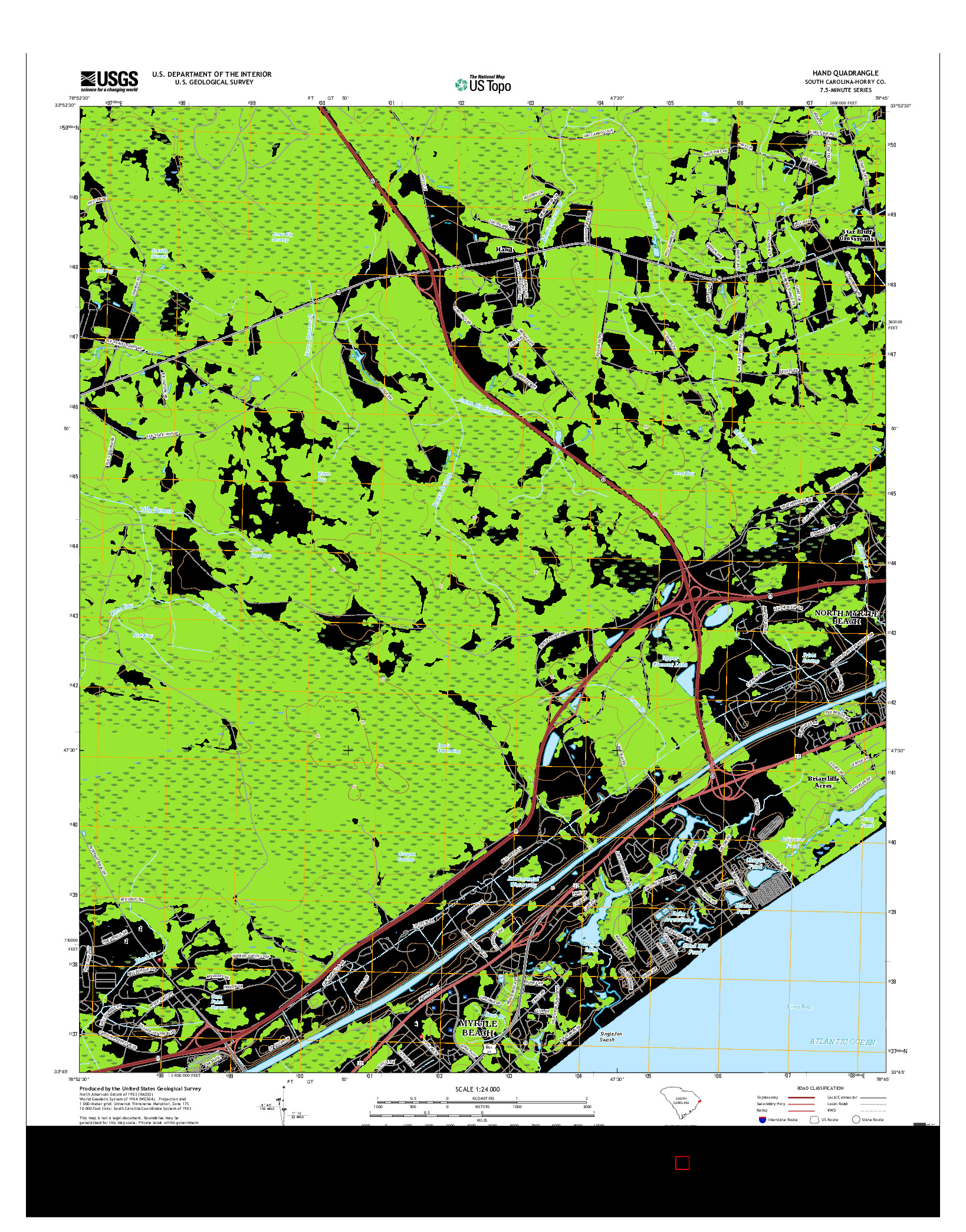 USGS US TOPO 7.5-MINUTE MAP FOR HAND, SC 2017