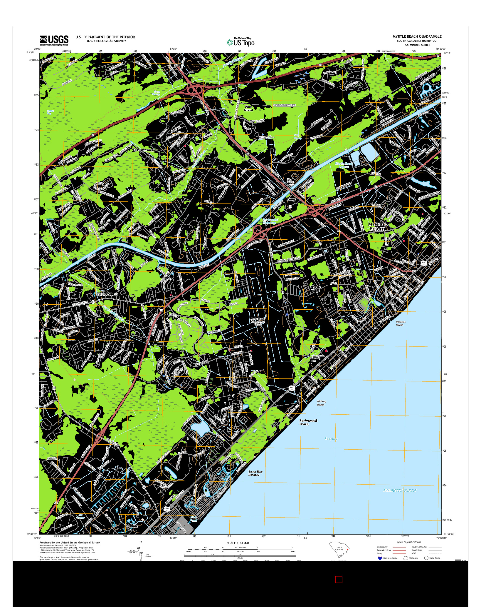 USGS US TOPO 7.5-MINUTE MAP FOR MYRTLE BEACH, SC 2017