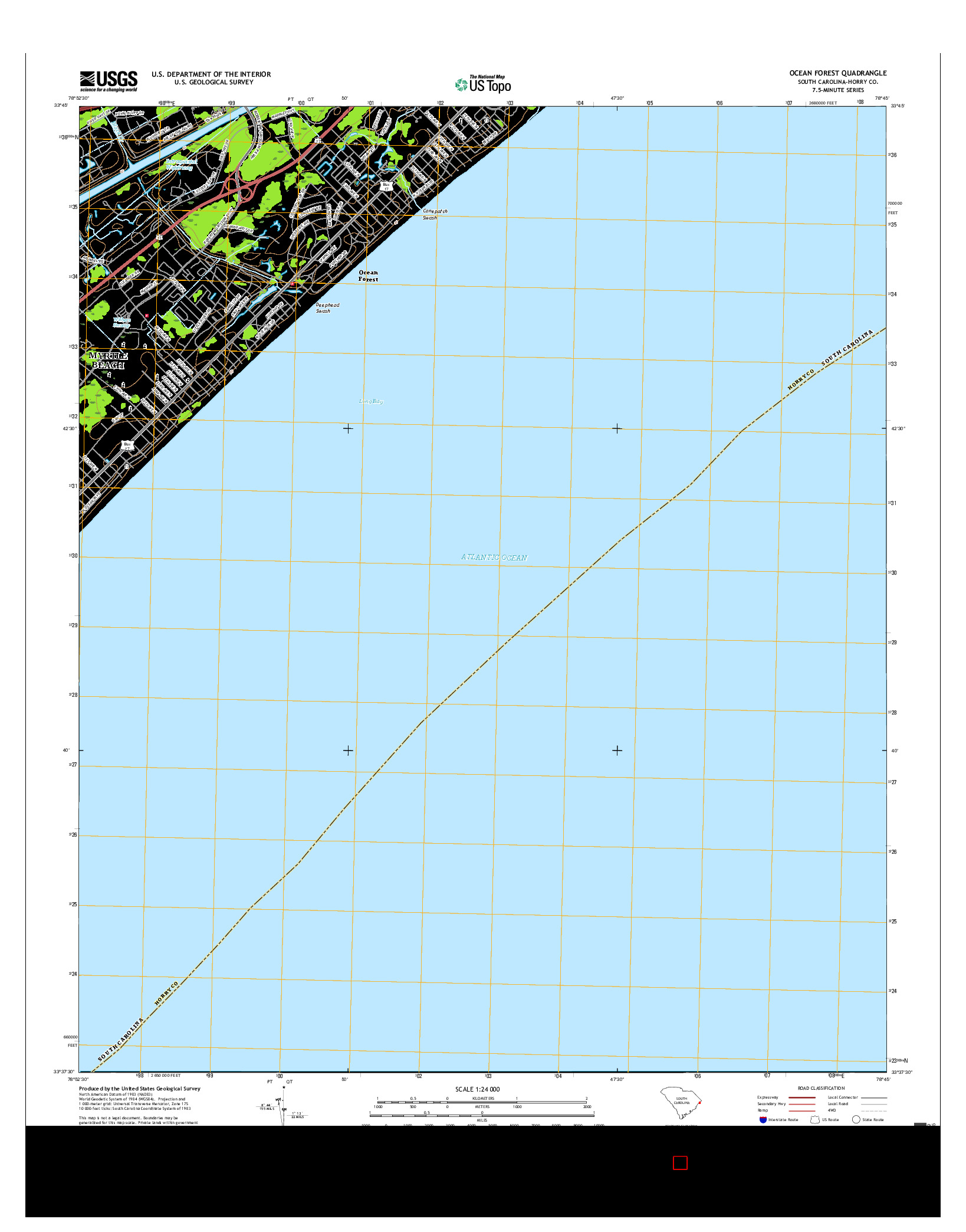 USGS US TOPO 7.5-MINUTE MAP FOR OCEAN FOREST, SC 2017