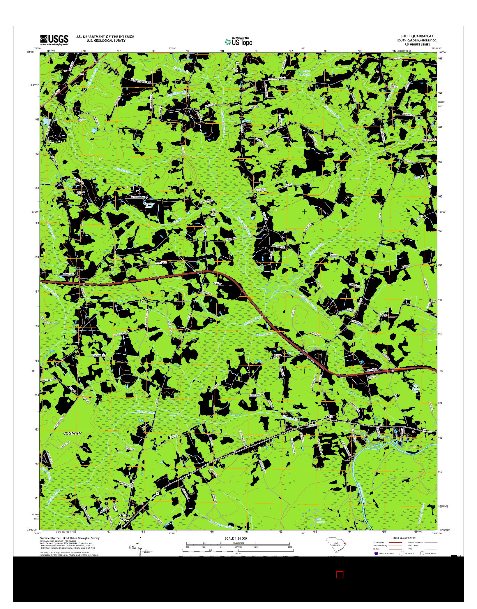 USGS US TOPO 7.5-MINUTE MAP FOR SHELL, SC 2017