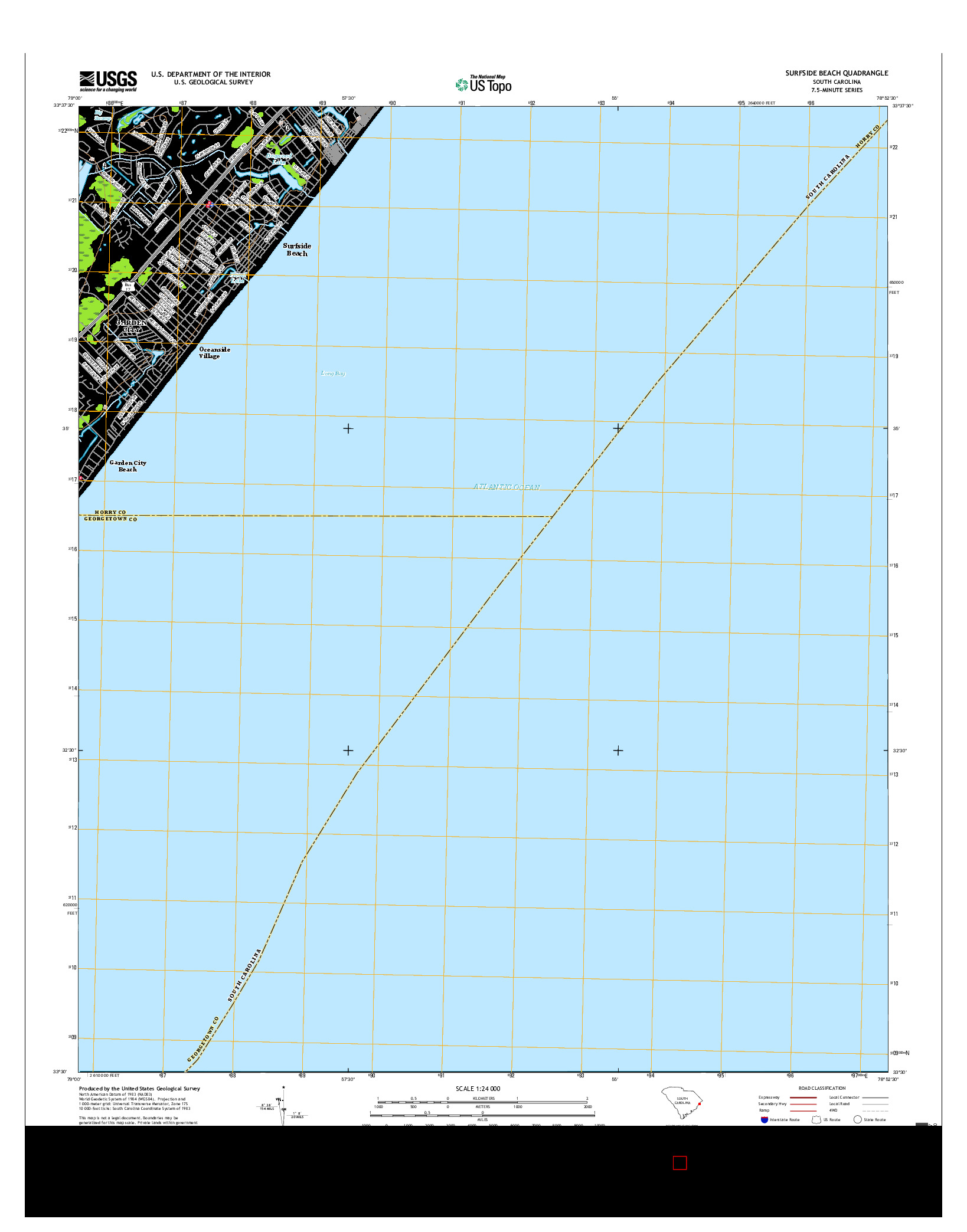 USGS US TOPO 7.5-MINUTE MAP FOR SURFSIDE BEACH, SC 2017