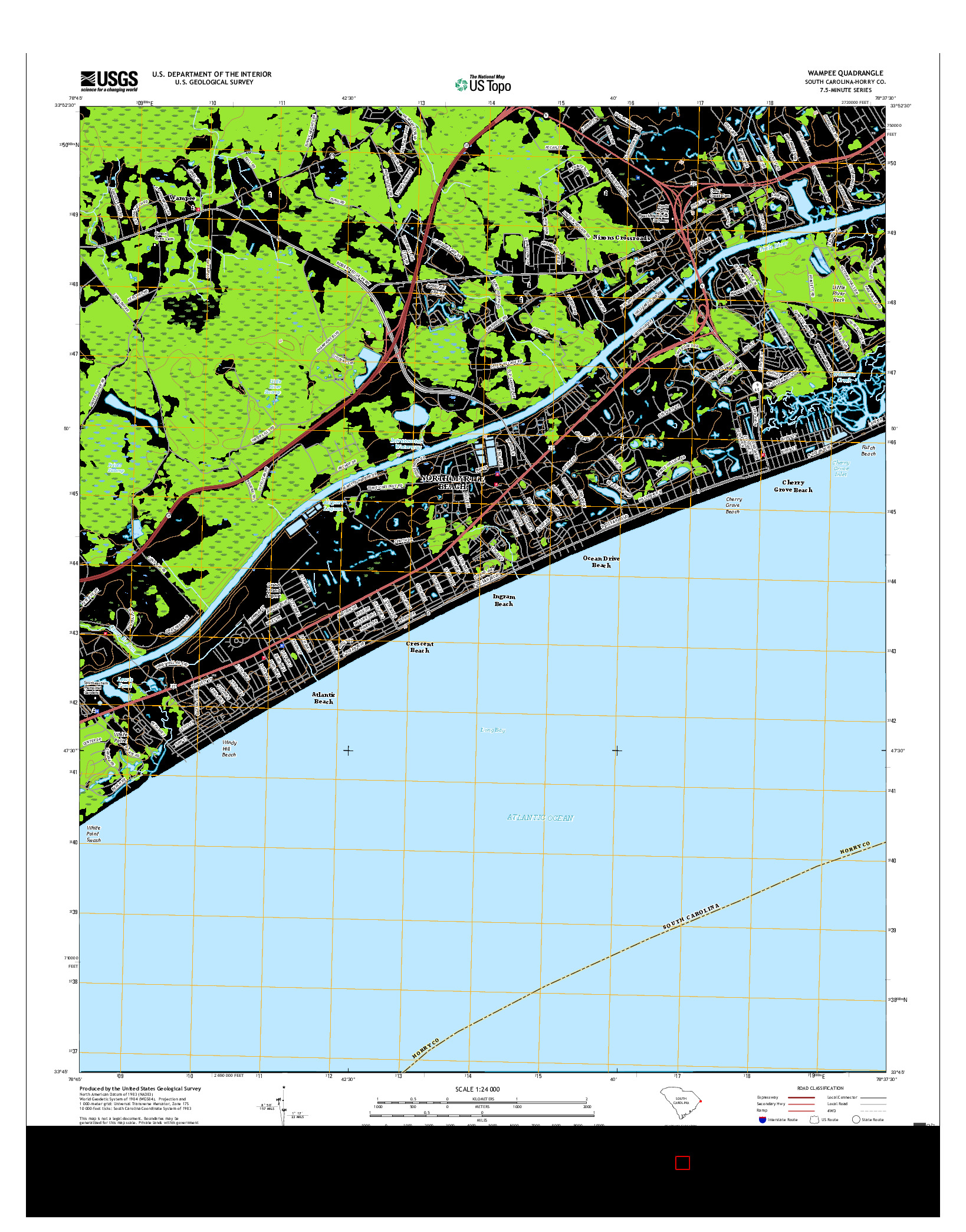 USGS US TOPO 7.5-MINUTE MAP FOR WAMPEE, SC 2017