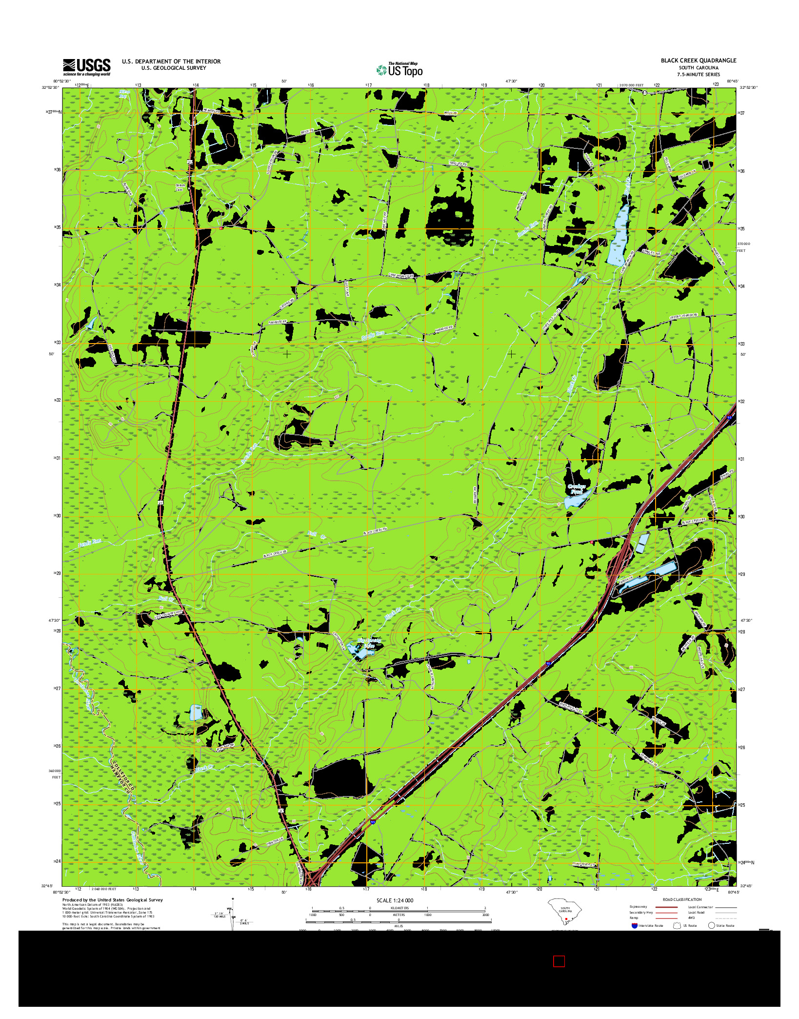 USGS US TOPO 7.5-MINUTE MAP FOR BLACK CREEK, SC 2017