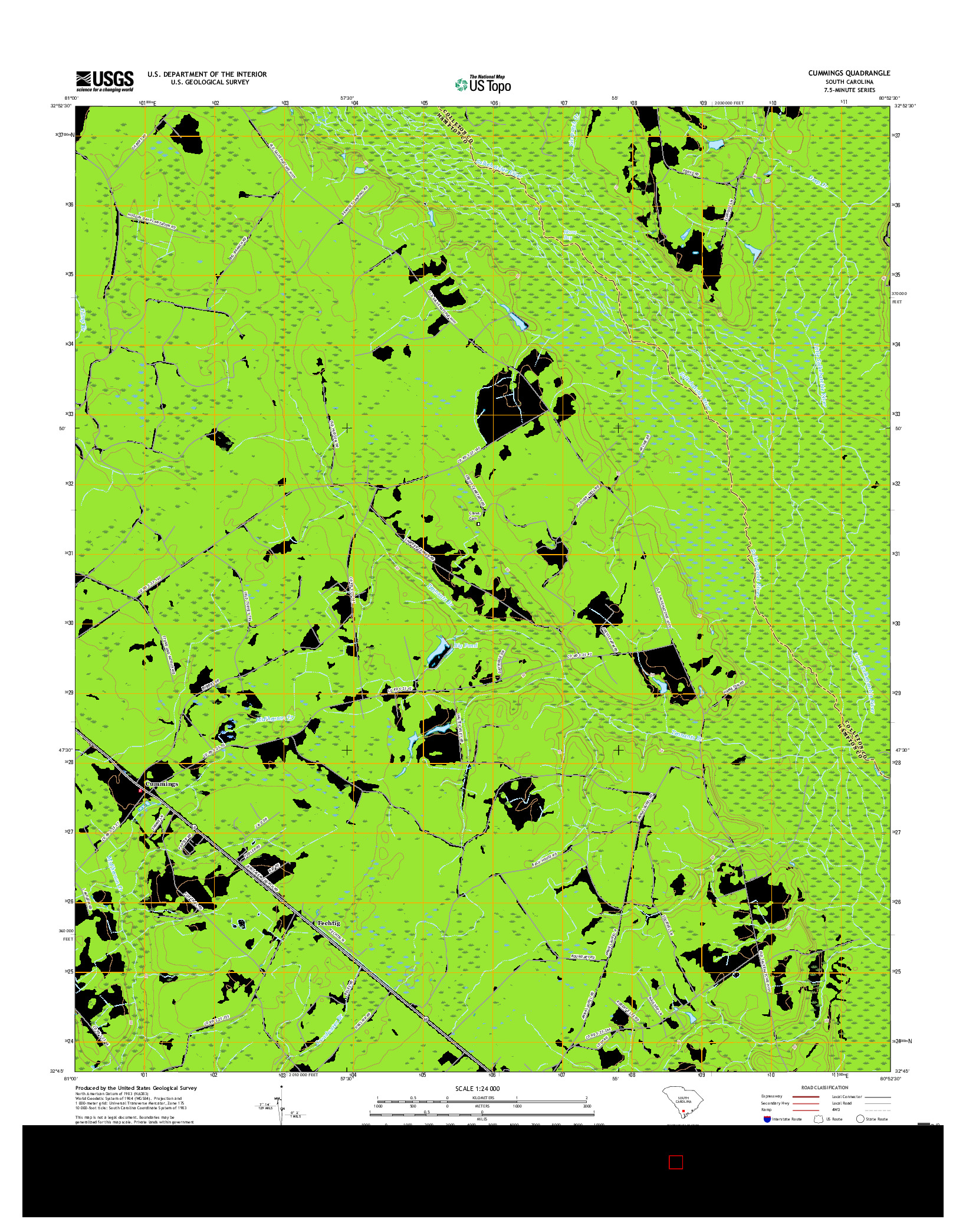 USGS US TOPO 7.5-MINUTE MAP FOR CUMMINGS, SC 2017