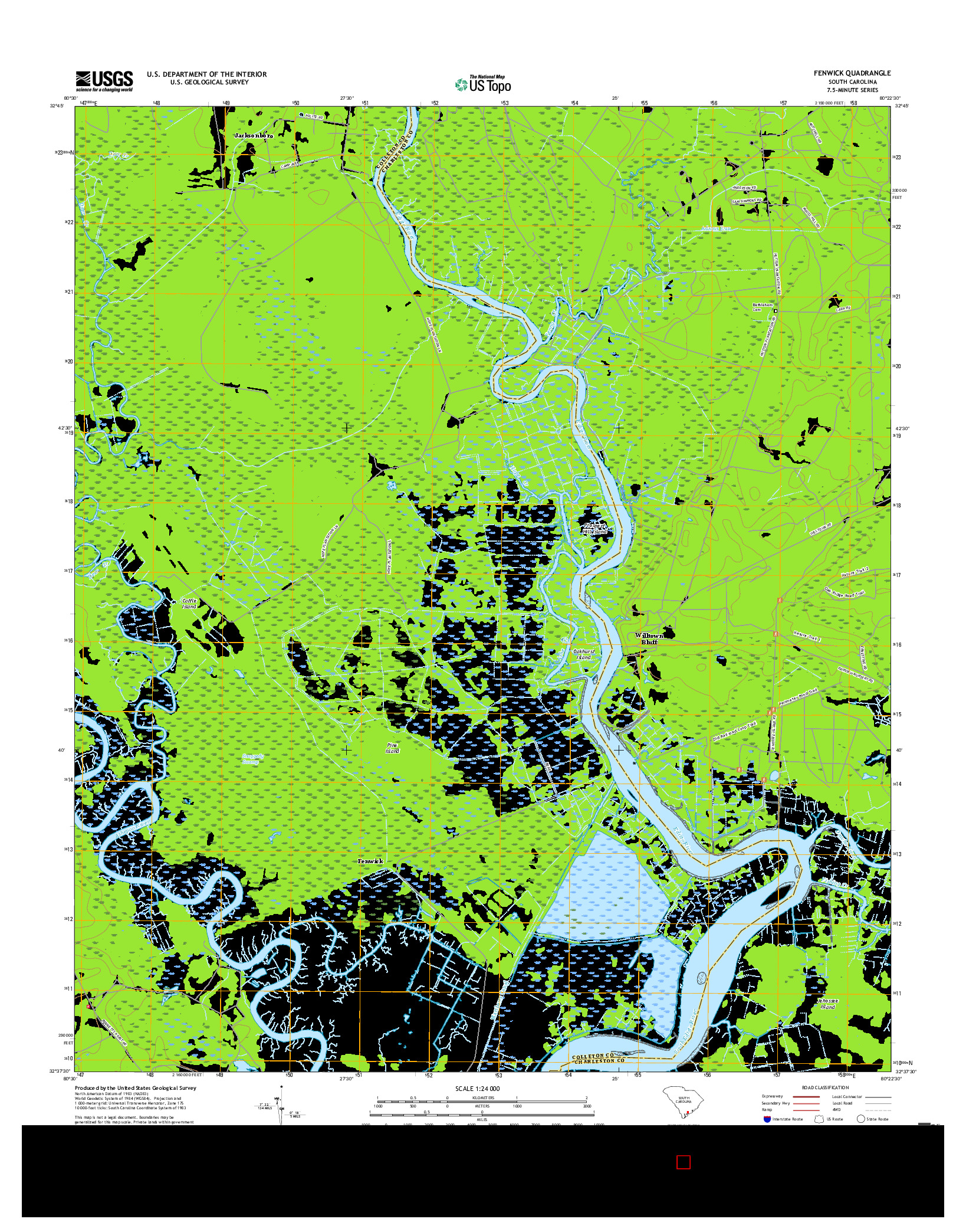 USGS US TOPO 7.5-MINUTE MAP FOR FENWICK, SC 2017