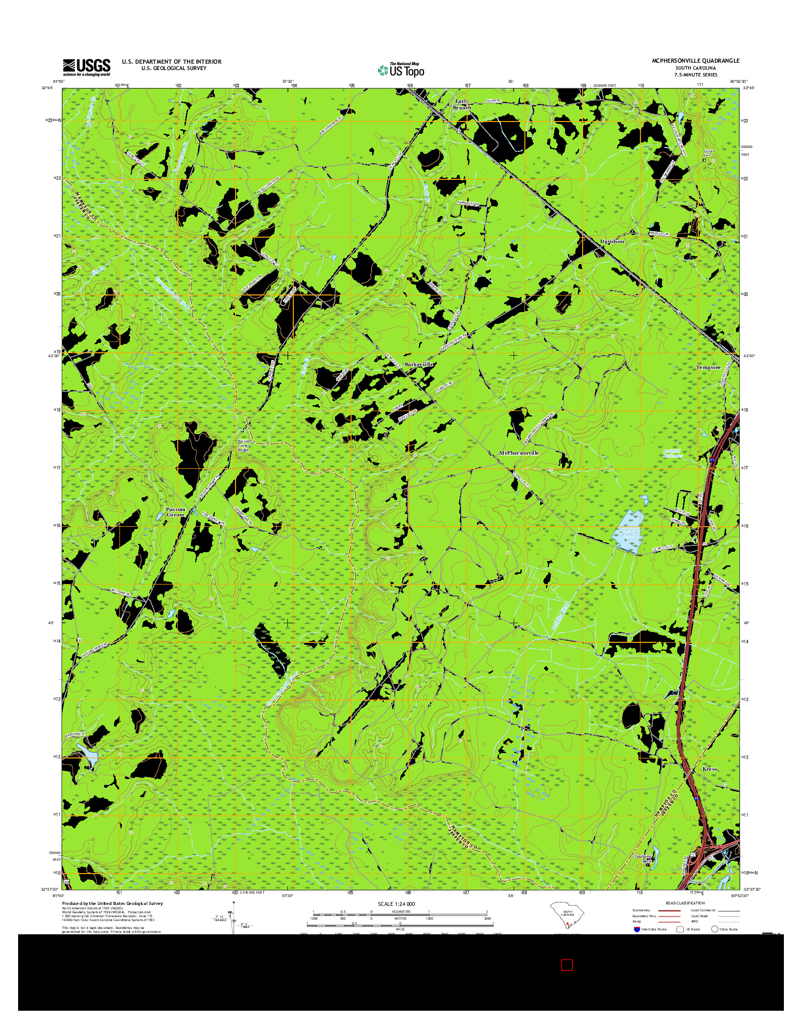 USGS US TOPO 7.5-MINUTE MAP FOR MCPHERSONVILLE, SC 2017