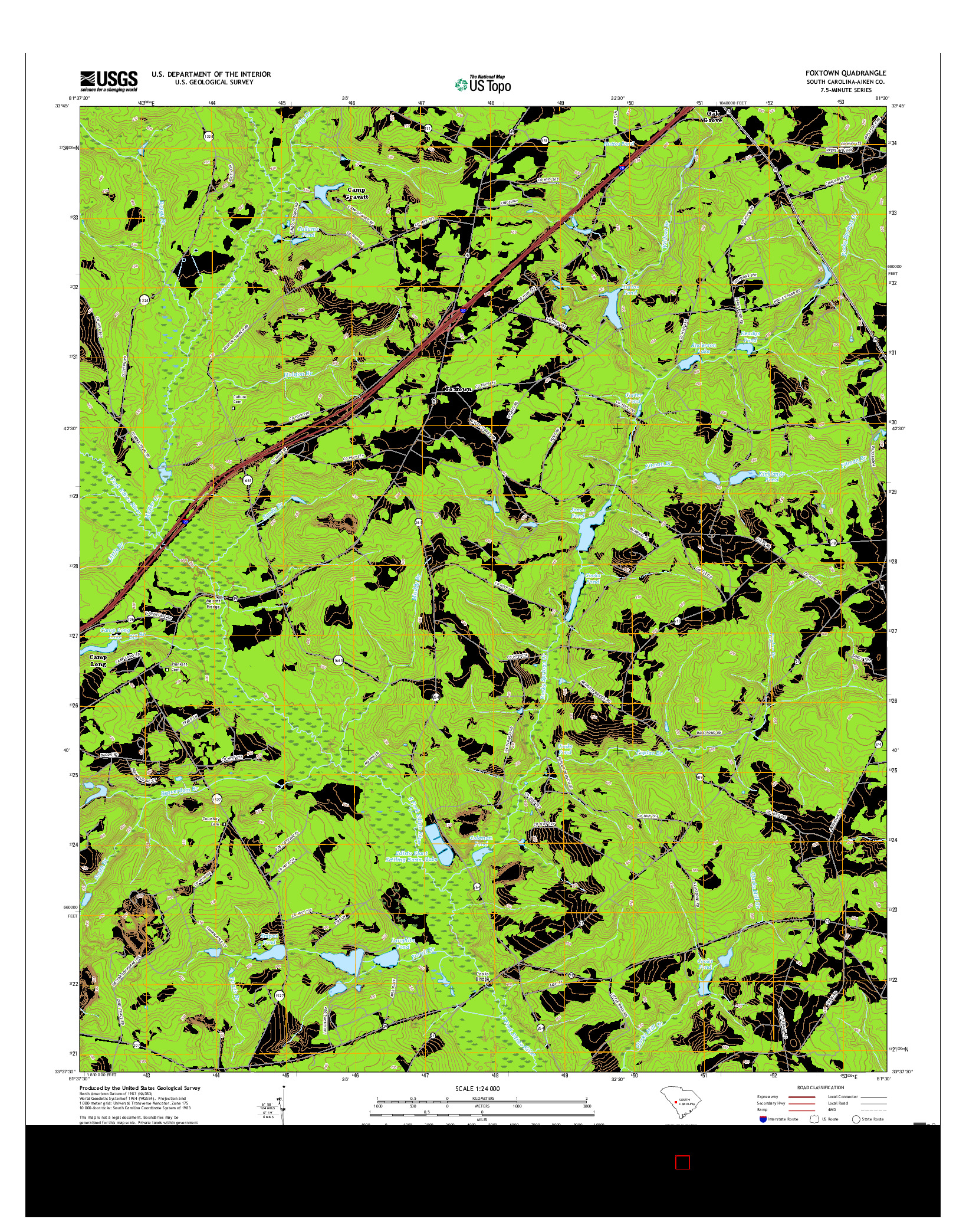 USGS US TOPO 7.5-MINUTE MAP FOR FOXTOWN, SC 2017