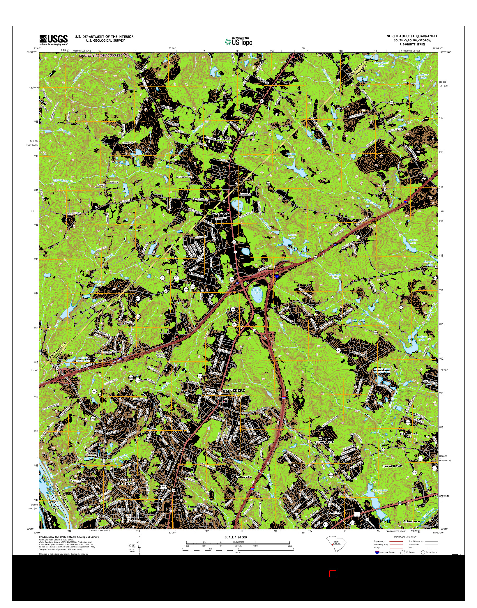 USGS US TOPO 7.5-MINUTE MAP FOR NORTH AUGUSTA, SC-GA 2017