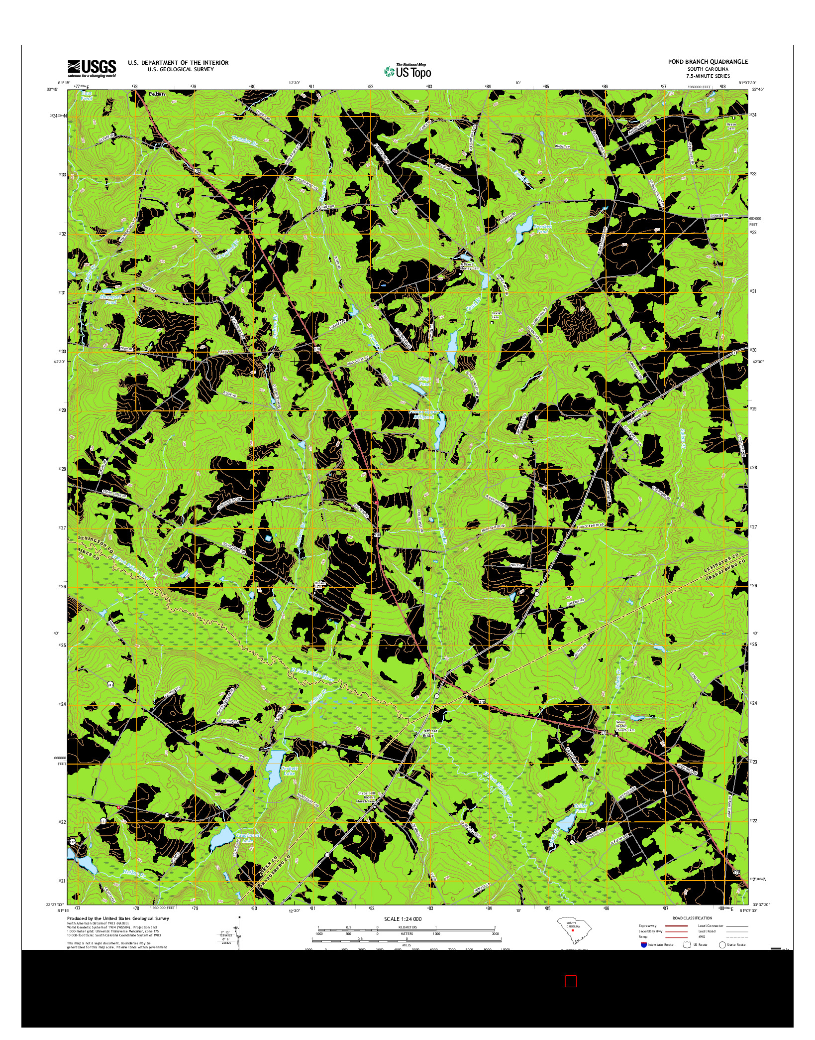 USGS US TOPO 7.5-MINUTE MAP FOR POND BRANCH, SC 2017