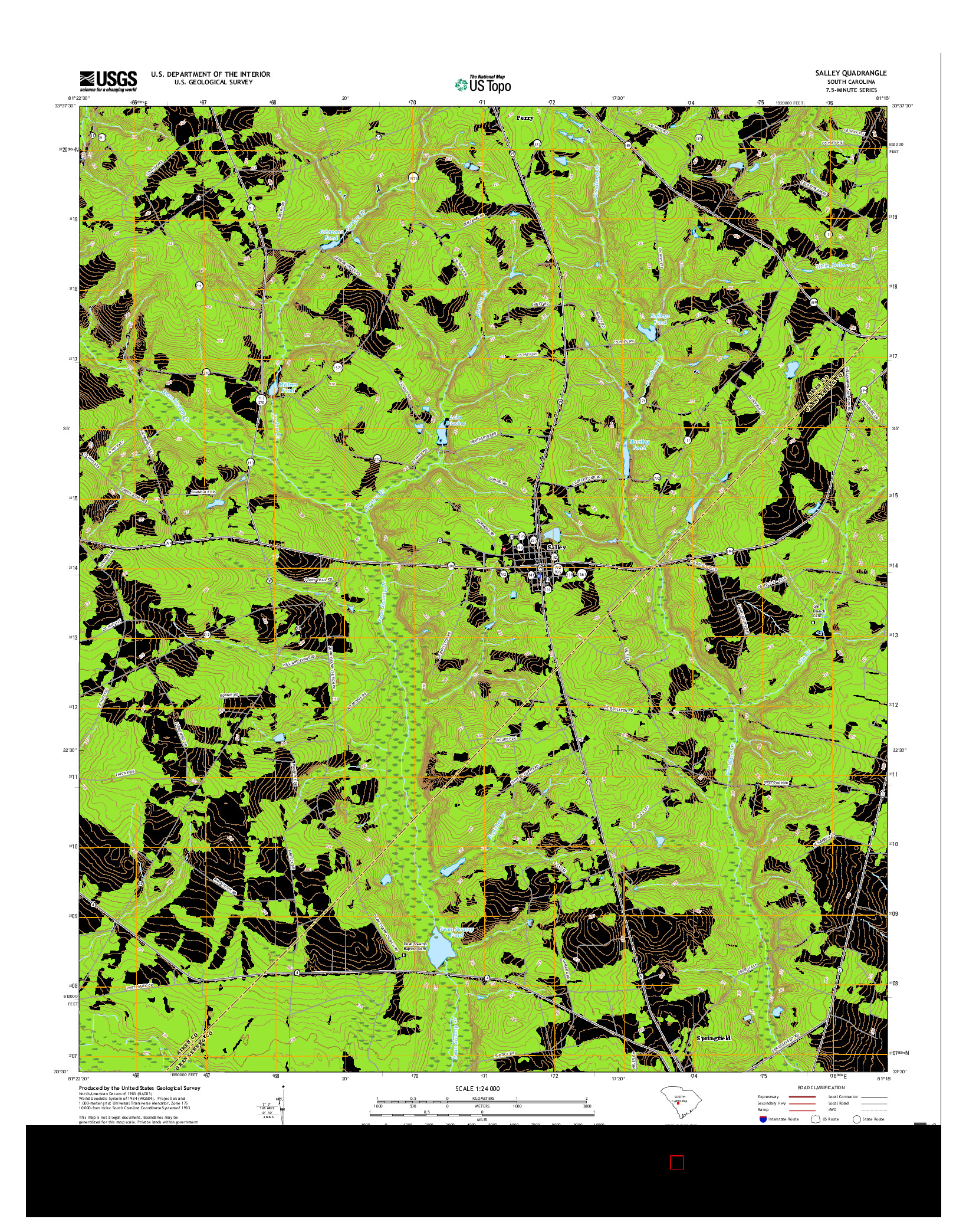 USGS US TOPO 7.5-MINUTE MAP FOR SALLEY, SC 2017