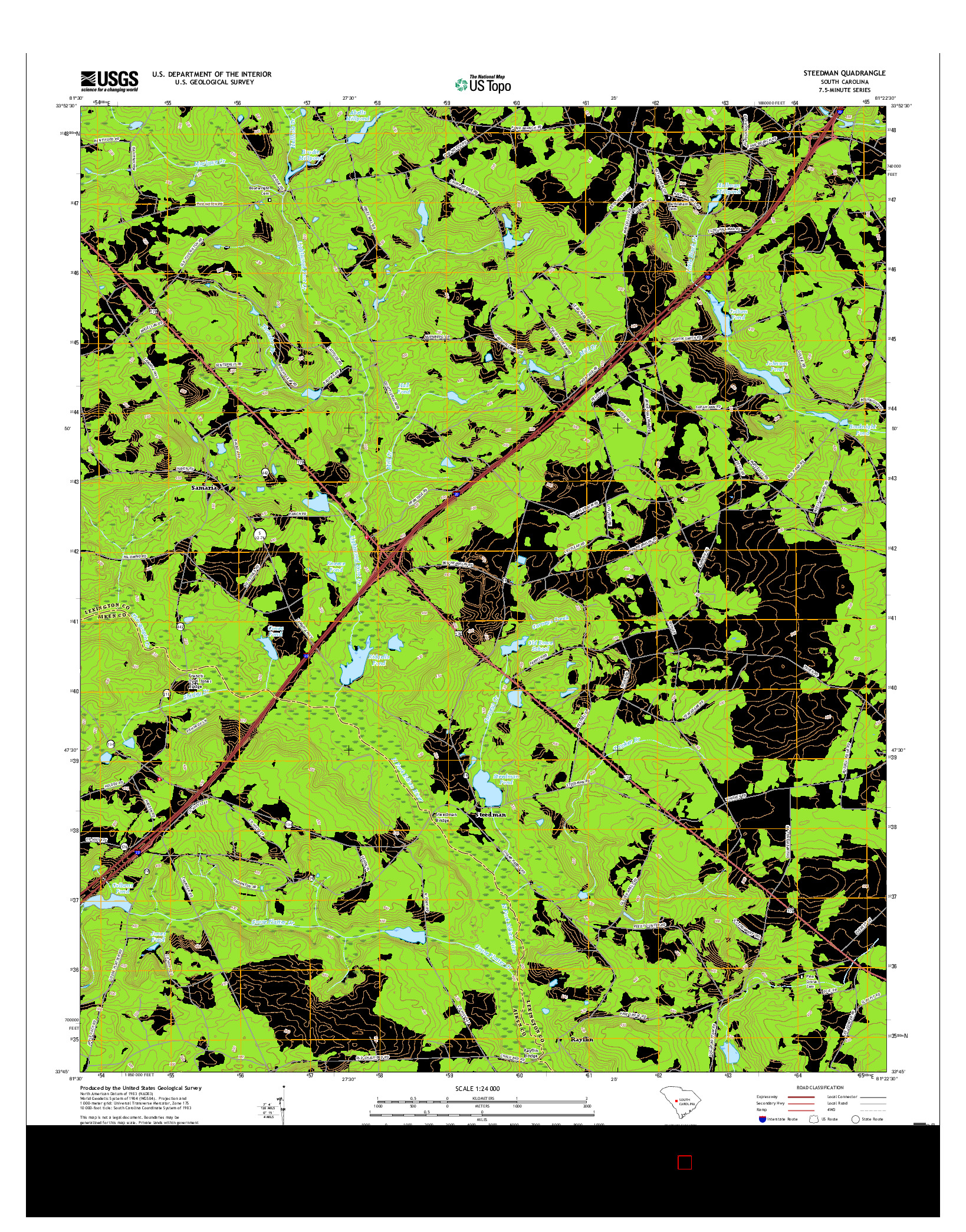 USGS US TOPO 7.5-MINUTE MAP FOR STEEDMAN, SC 2017