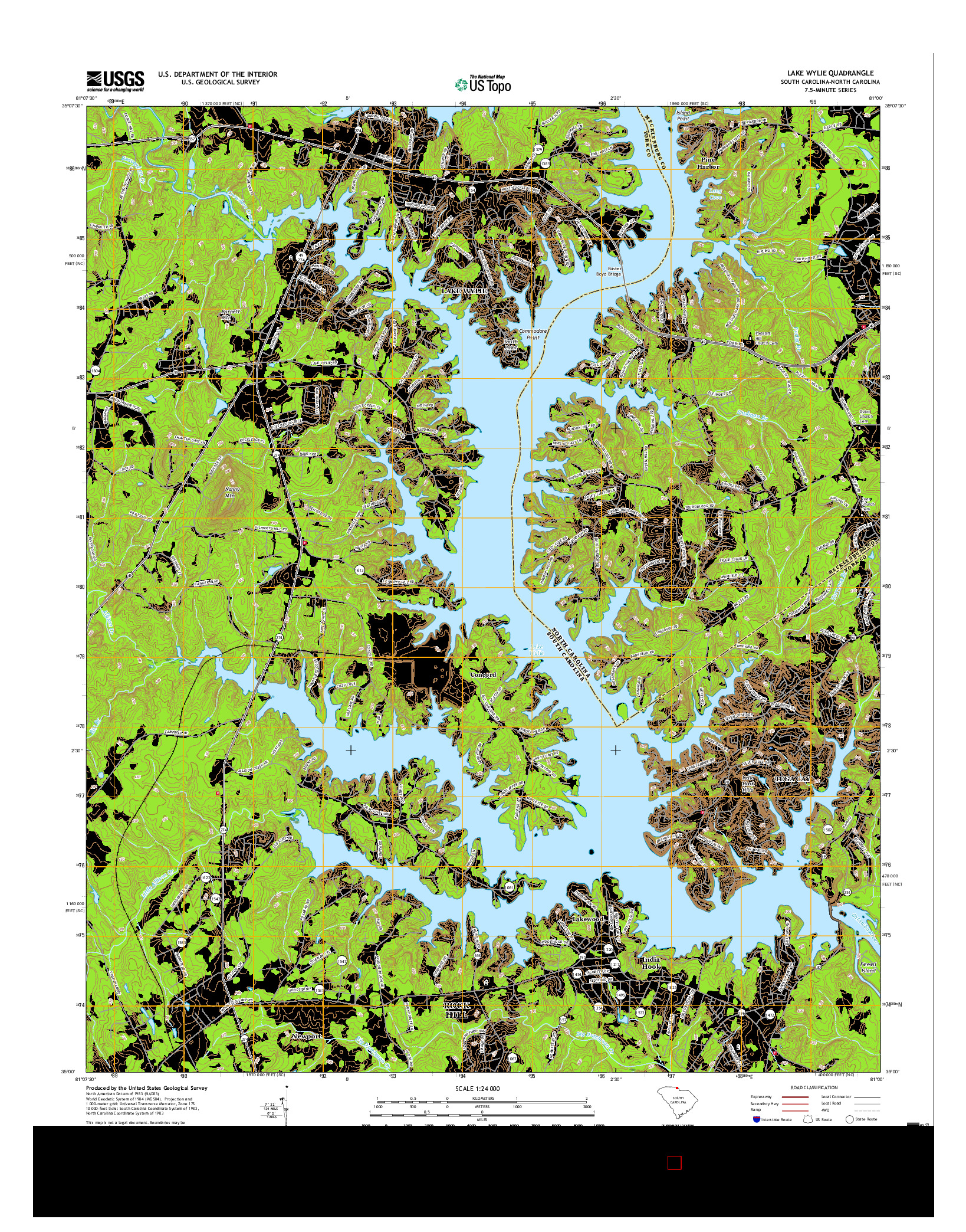 USGS US TOPO 7.5-MINUTE MAP FOR LAKE WYLIE, SC-NC 2017