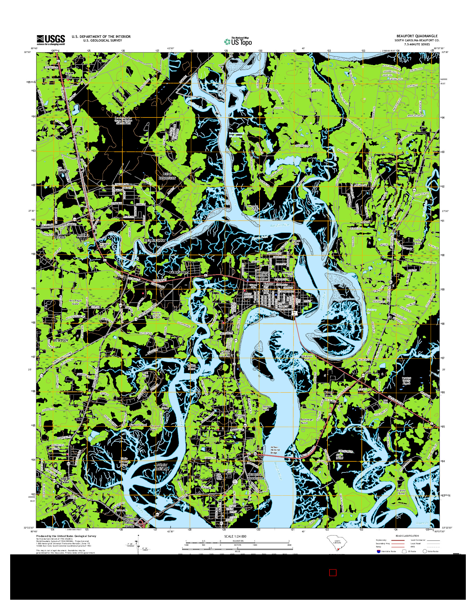 USGS US TOPO 7.5-MINUTE MAP FOR BEAUFORT, SC 2017