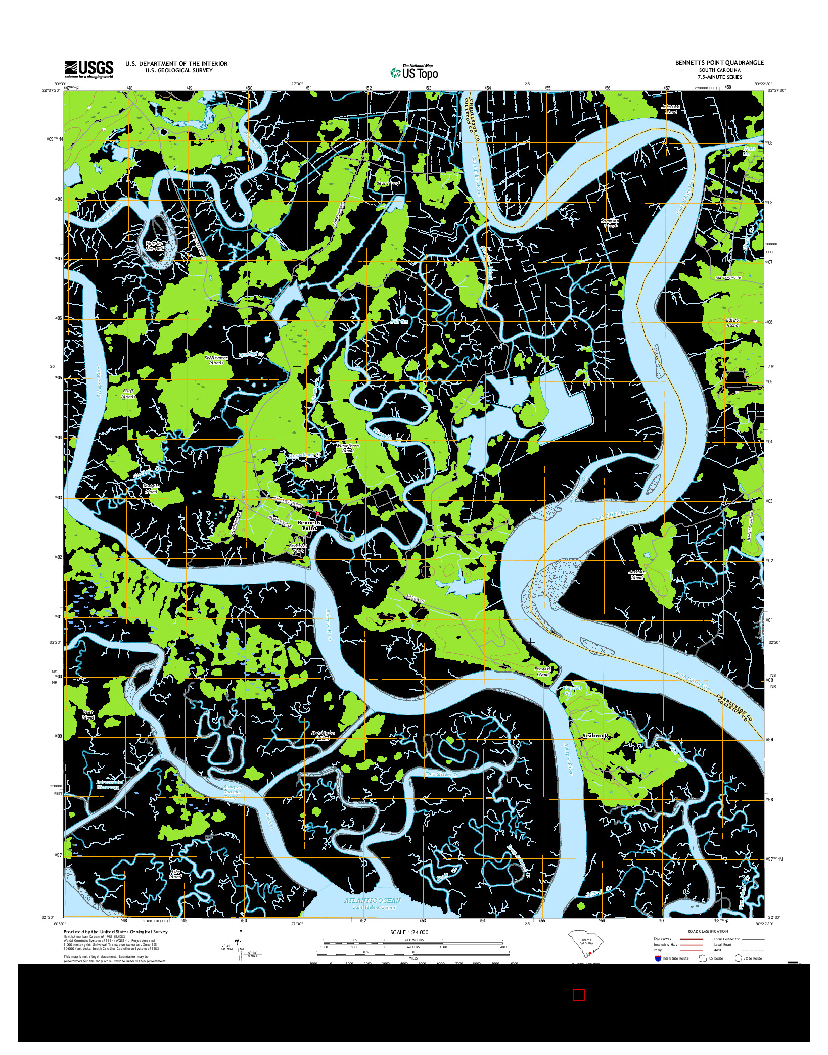 USGS US TOPO 7.5-MINUTE MAP FOR BENNETTS POINT, SC 2017