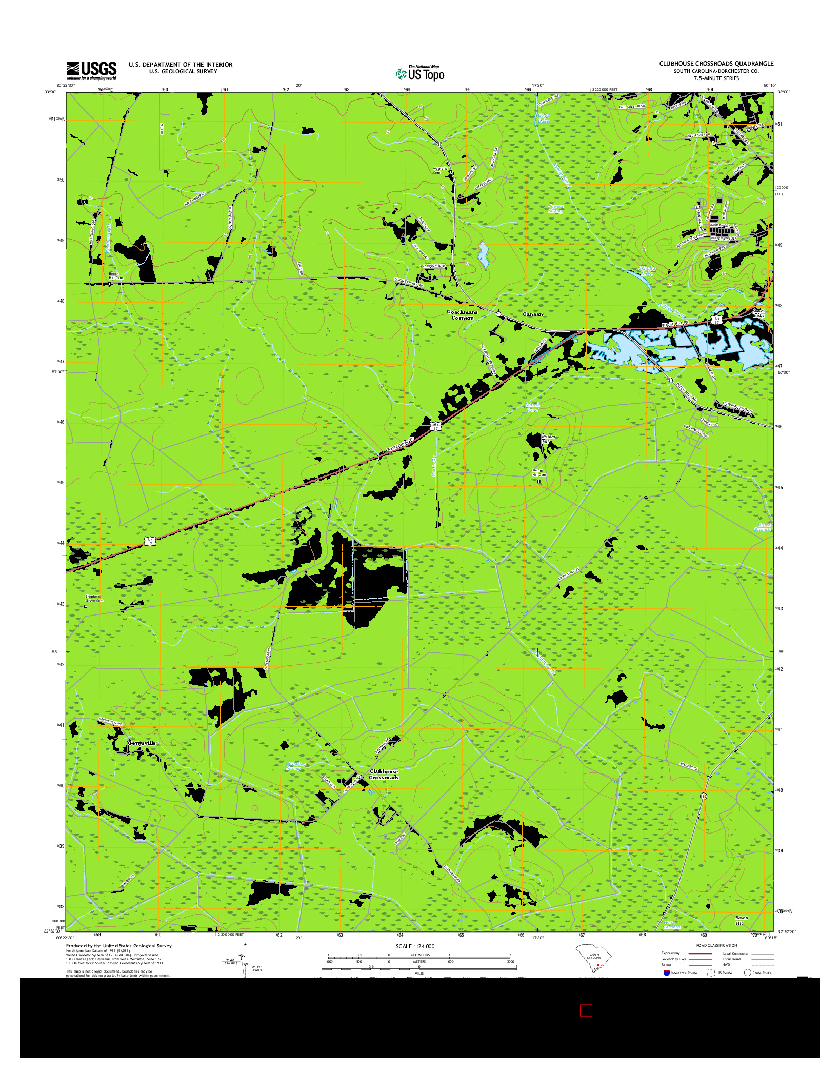 USGS US TOPO 7.5-MINUTE MAP FOR CLUBHOUSE CROSSROADS, SC 2017