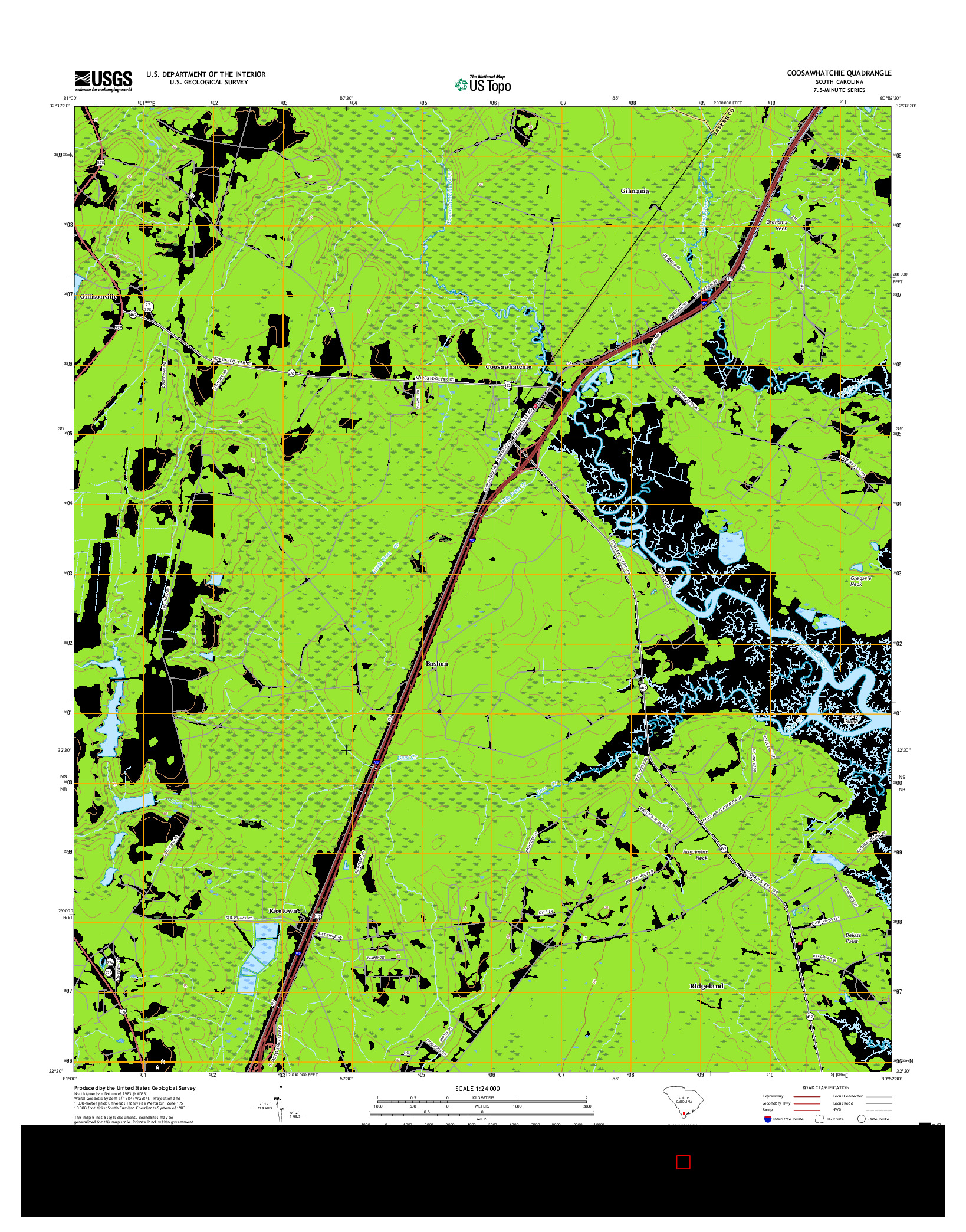 USGS US TOPO 7.5-MINUTE MAP FOR COOSAWHATCHIE, SC 2017