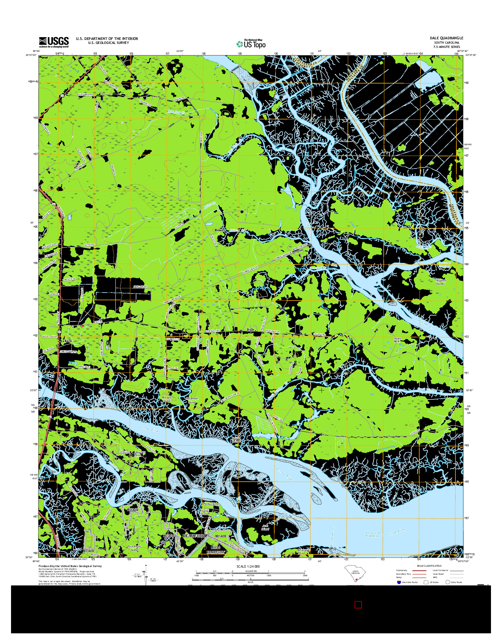 USGS US TOPO 7.5-MINUTE MAP FOR DALE, SC 2017