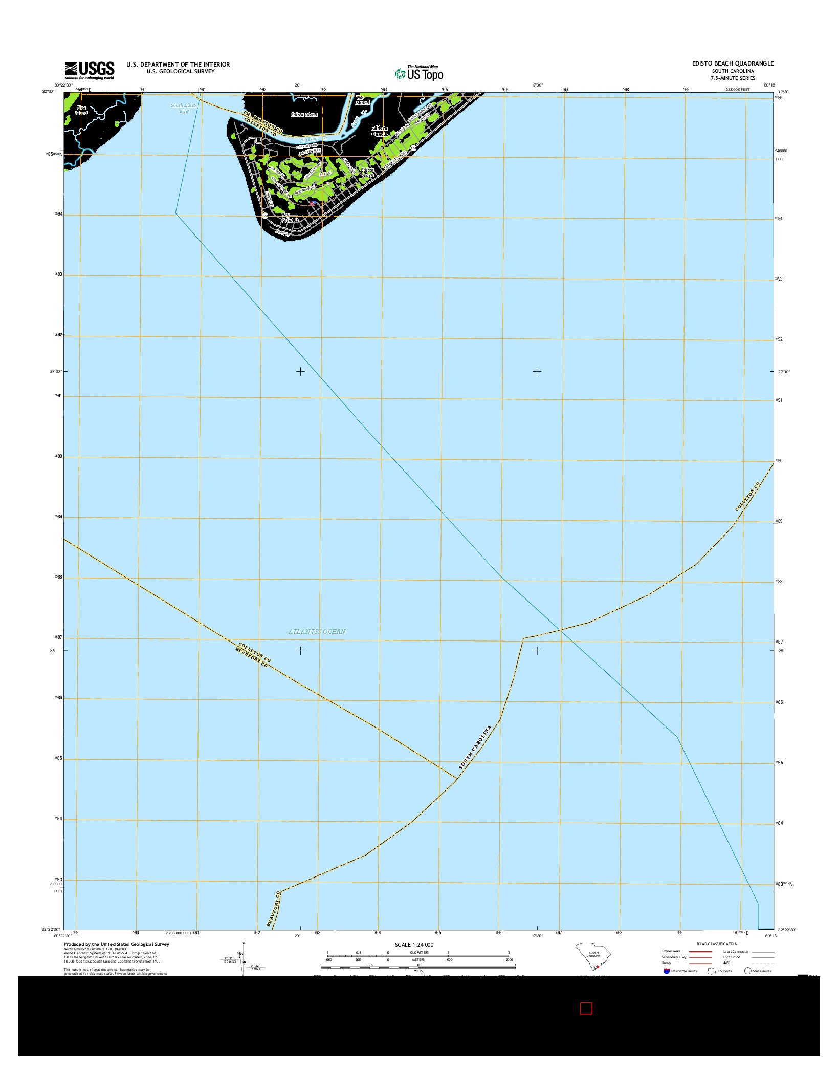 USGS US TOPO 7.5-MINUTE MAP FOR EDISTO BEACH, SC 2017