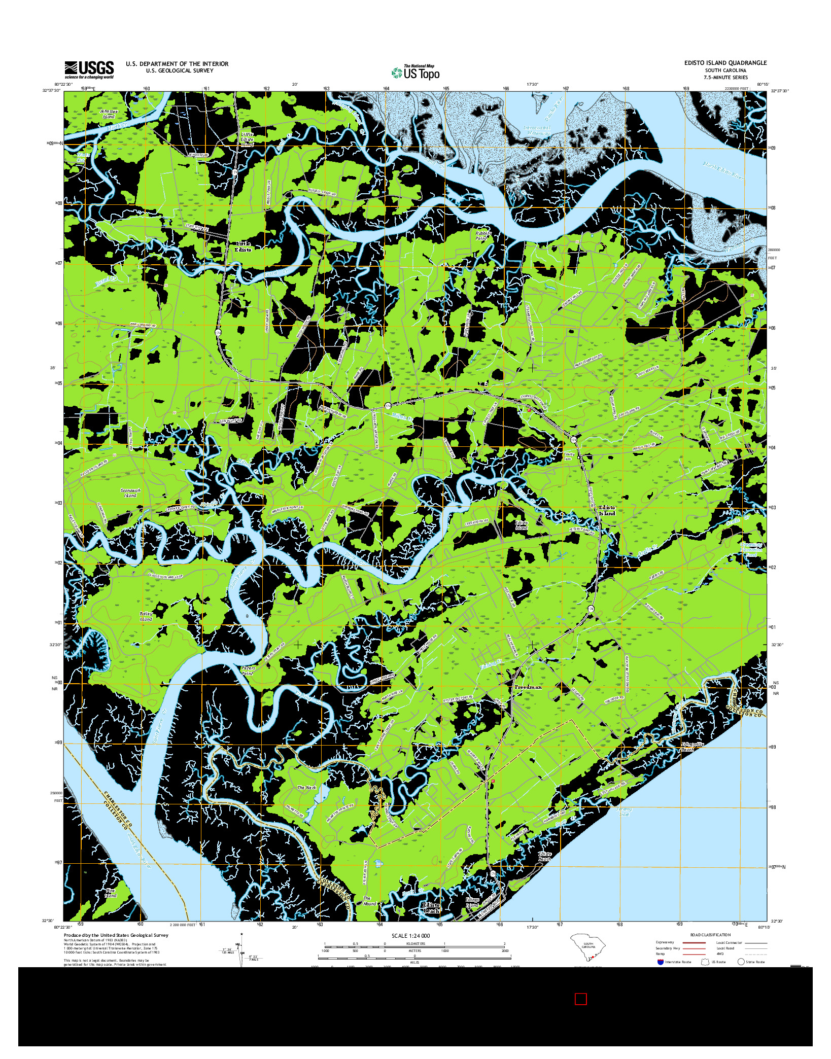 USGS US TOPO 7.5-MINUTE MAP FOR EDISTO ISLAND, SC 2017