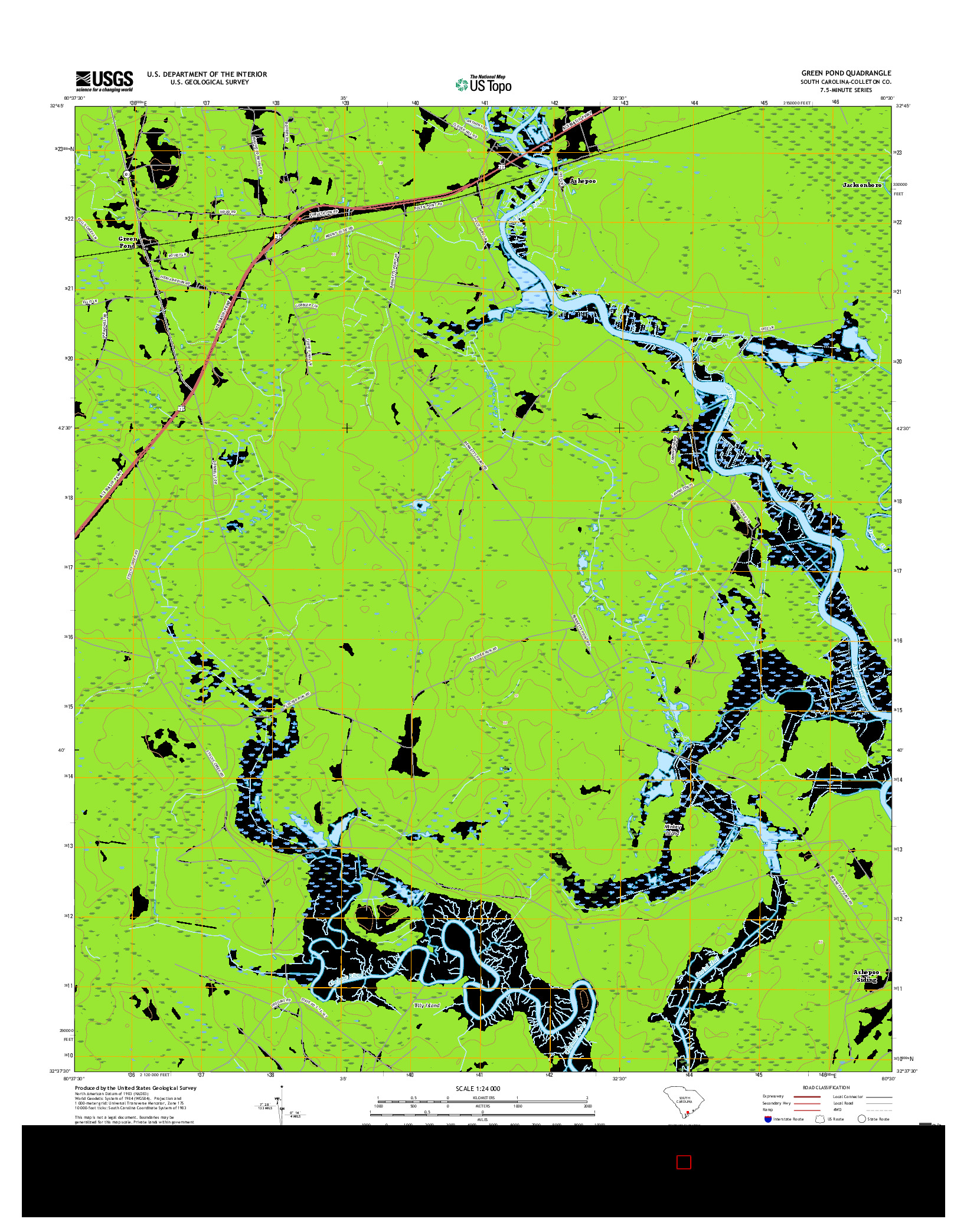 USGS US TOPO 7.5-MINUTE MAP FOR GREEN POND, SC 2017